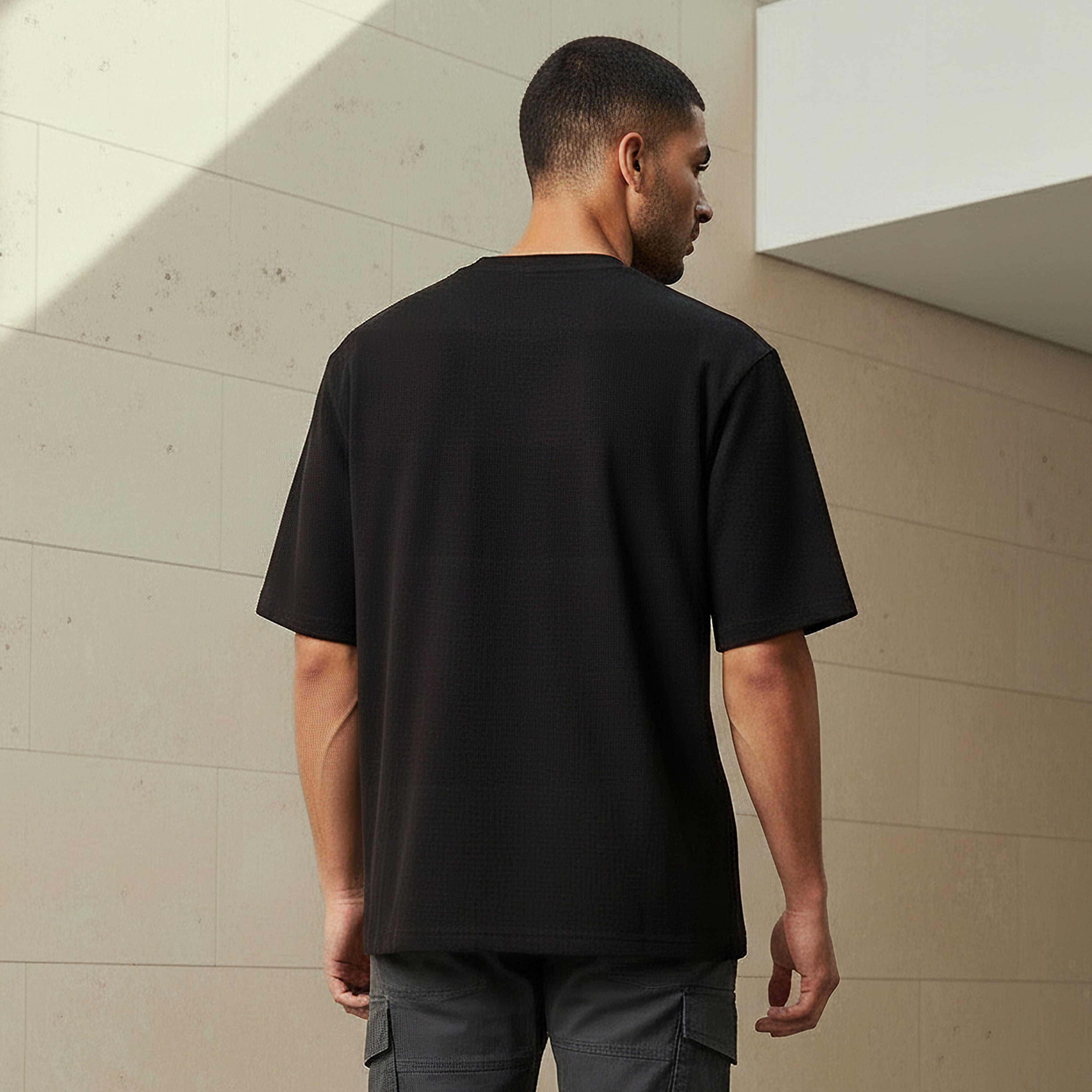 Men Relaxed Fit Crew Neck Short Sleeves Textured T-shirt-men-clothing-tshirtsandpolos-tshirts-image-3