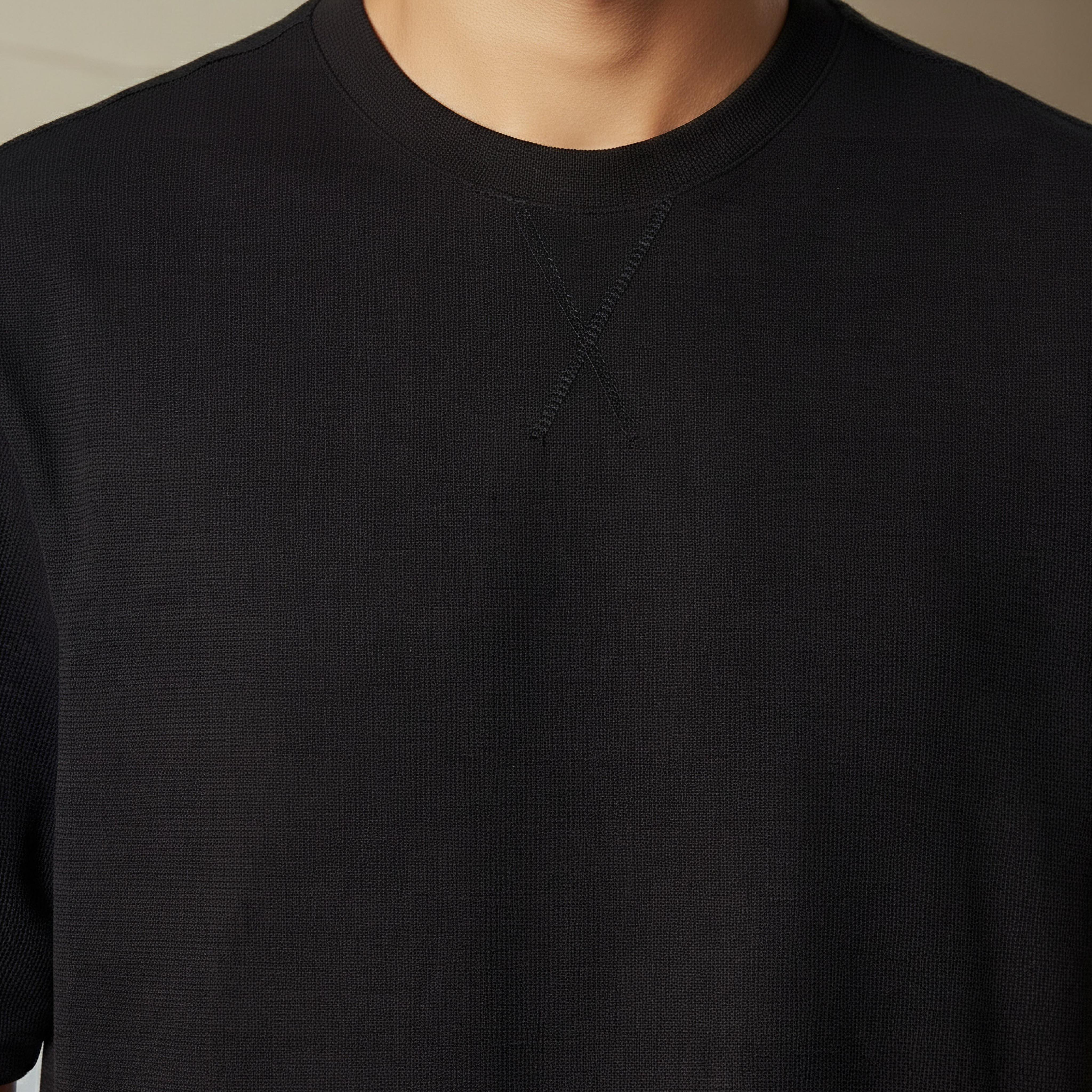 Men Relaxed Fit Crew Neck Short Sleeves Textured T-shirt-men-clothing-tshirtsandpolos-tshirts-image-4
