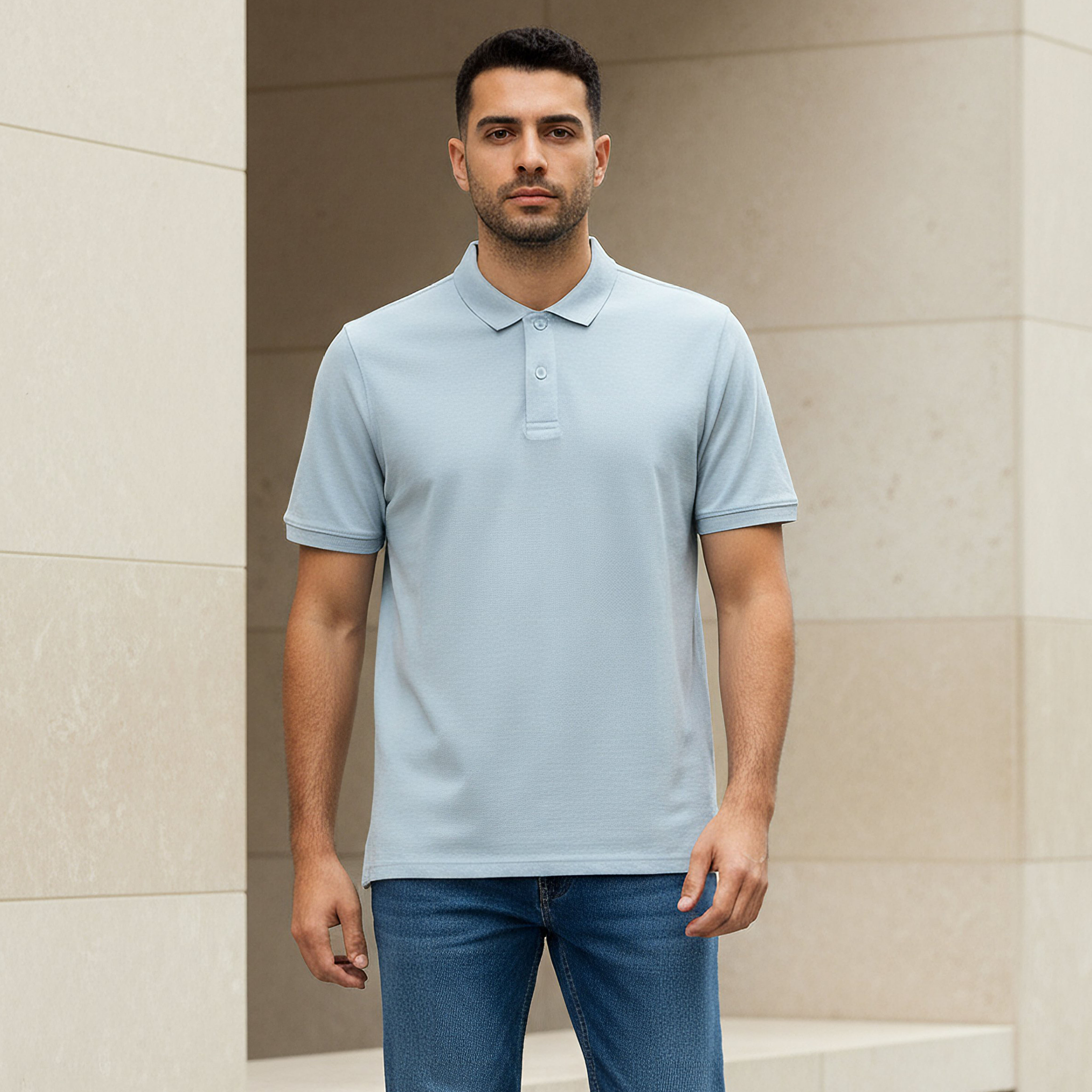 تيشيرت بولو بيكيه بأكمام قصيرة للرجال-men-clothing-tshirtsandpolos-polos-image-1