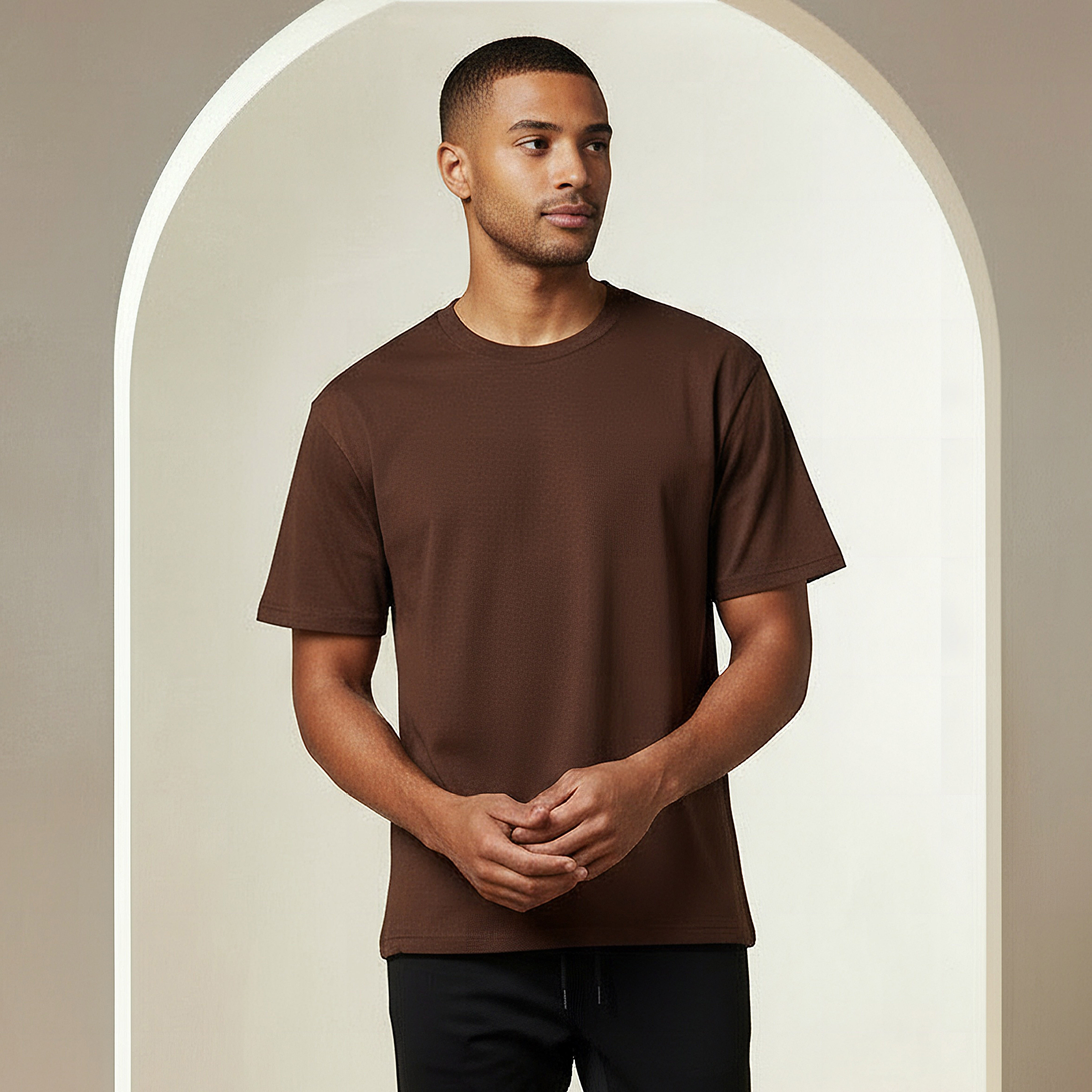 Men Relaxed Fit Crew Neck Short Sleeve Drop Shoulder T-shirt-men-clothing-tshirtsandpolos-tshirts-image-1
