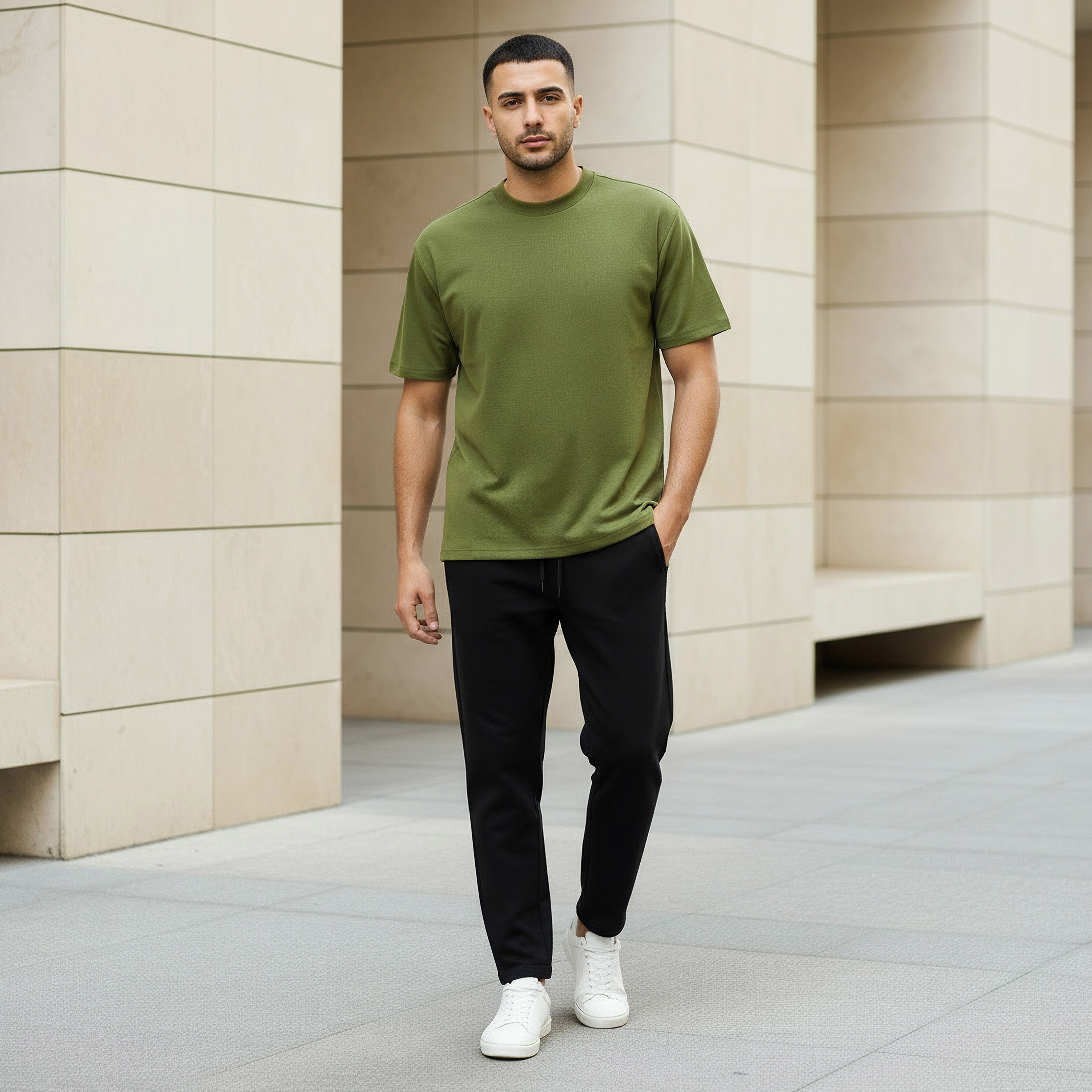 Men Relaxed Fit Crew Neck Drop Shoulder Sleeve T-shirt-men-clothing-tshirtsandpolos-tshirts-image-2