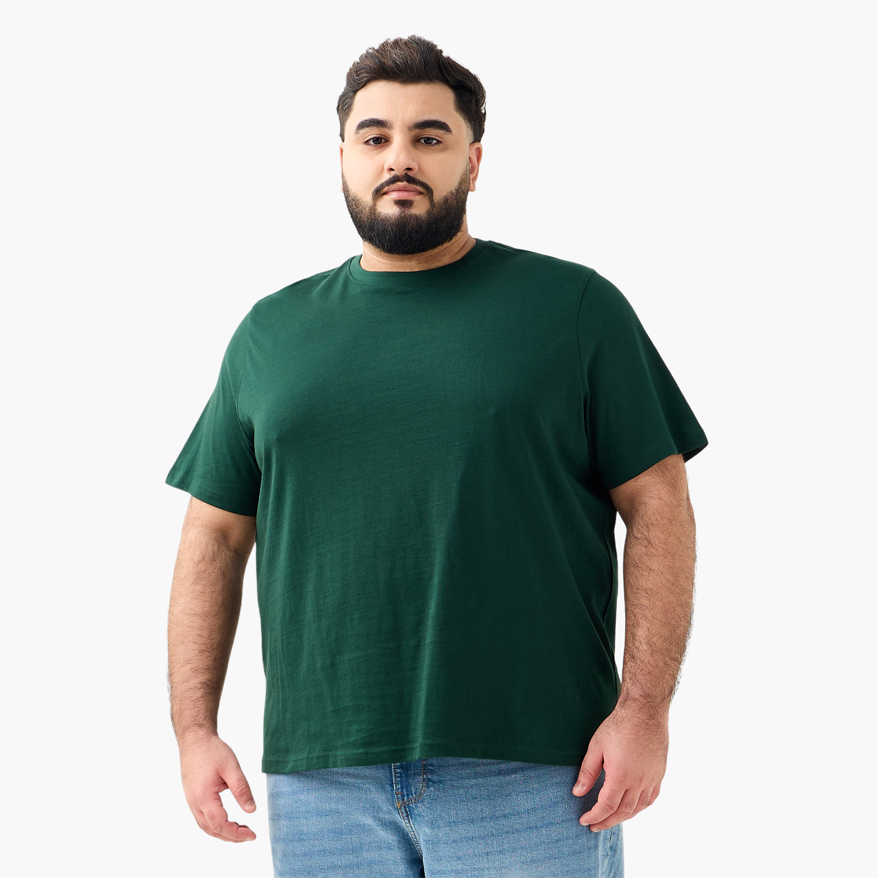 تيشيرت بقصة عادية وياقة ضيقة وأكمام قصيرة للرجال-men-clothing-tshirtsandpolos-tshirts-image-2