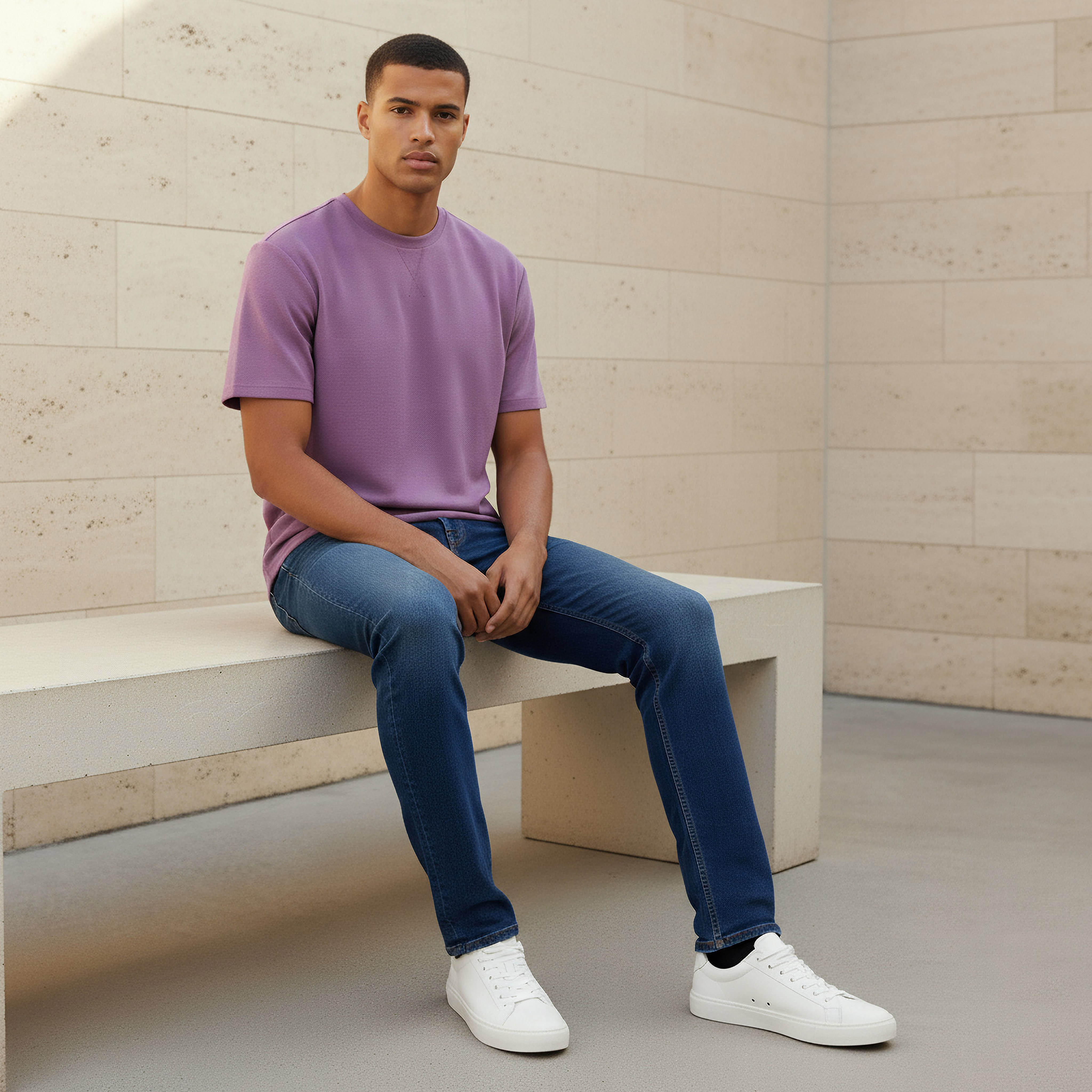 Men Relaxed Fit Crew Neck Short Sleeves Textured T-shirt-men-clothing-tshirtsandpolos-tshirts-image-5