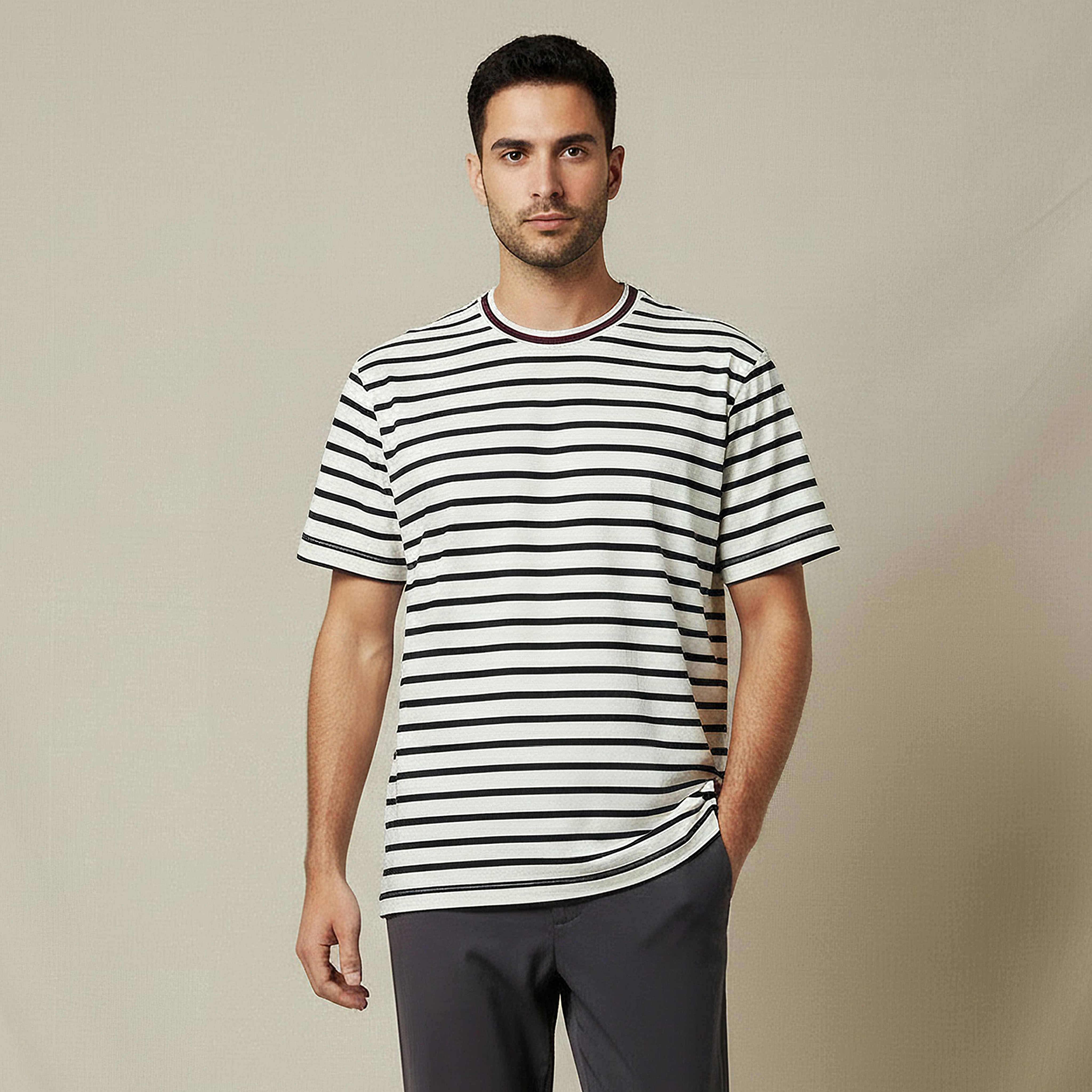 Men Regular Fit Crew Neck Short Sleeves Striped T-shirt-men-clothing-tshirtsandpolos-tshirts-image-1
