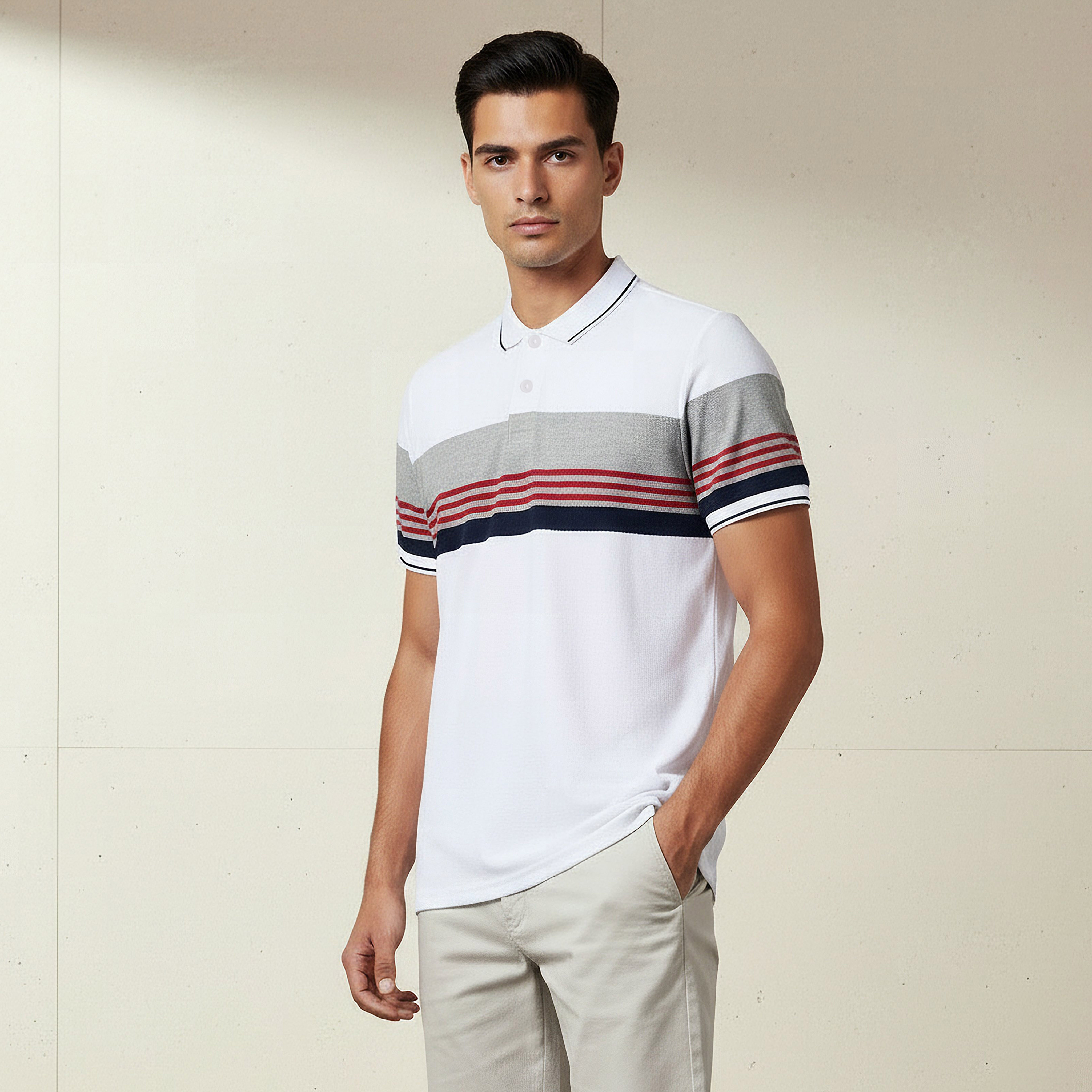 Men Short Sleeves Striped Polo T-shirt-men-clothing-tshirtsandpolos-polos-image-1