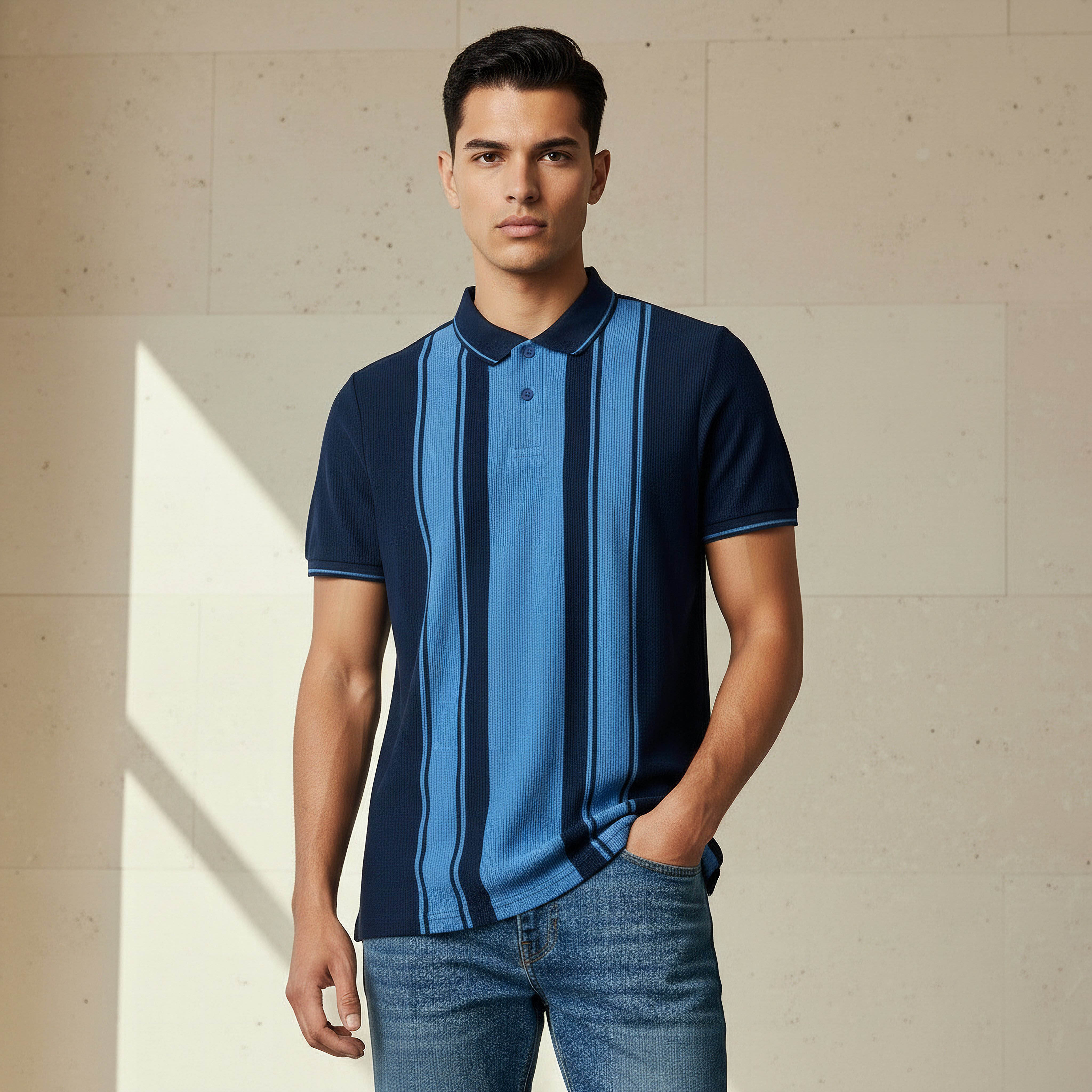 Men Short Sleeves Striped Polo T-shirt-men-clothing-tshirtsandpolos-polos-image-1