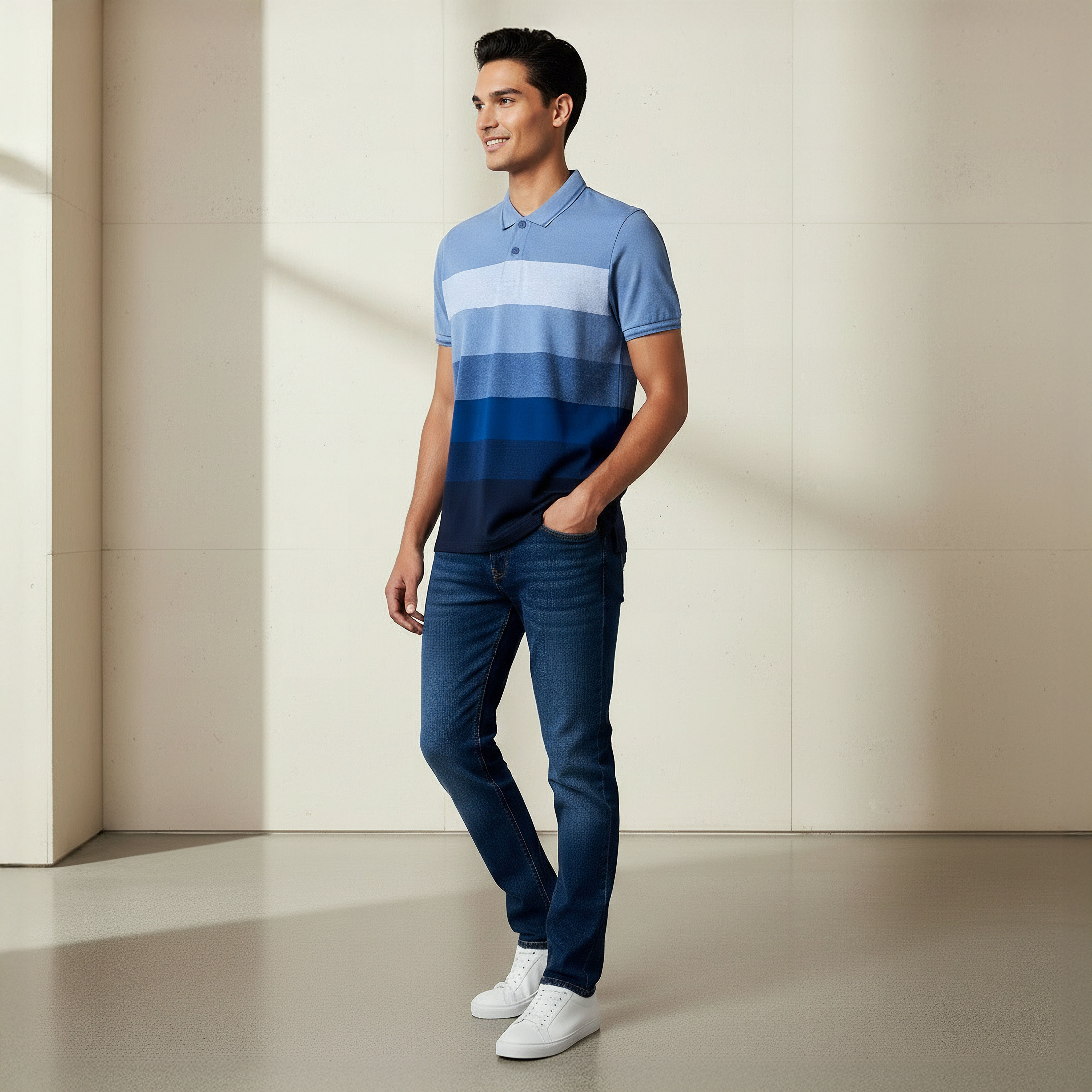 Men Short Sleeves Striped Pique Detail Polo T-shirt-men-clothing-tshirtsandpolos-polos-image-3