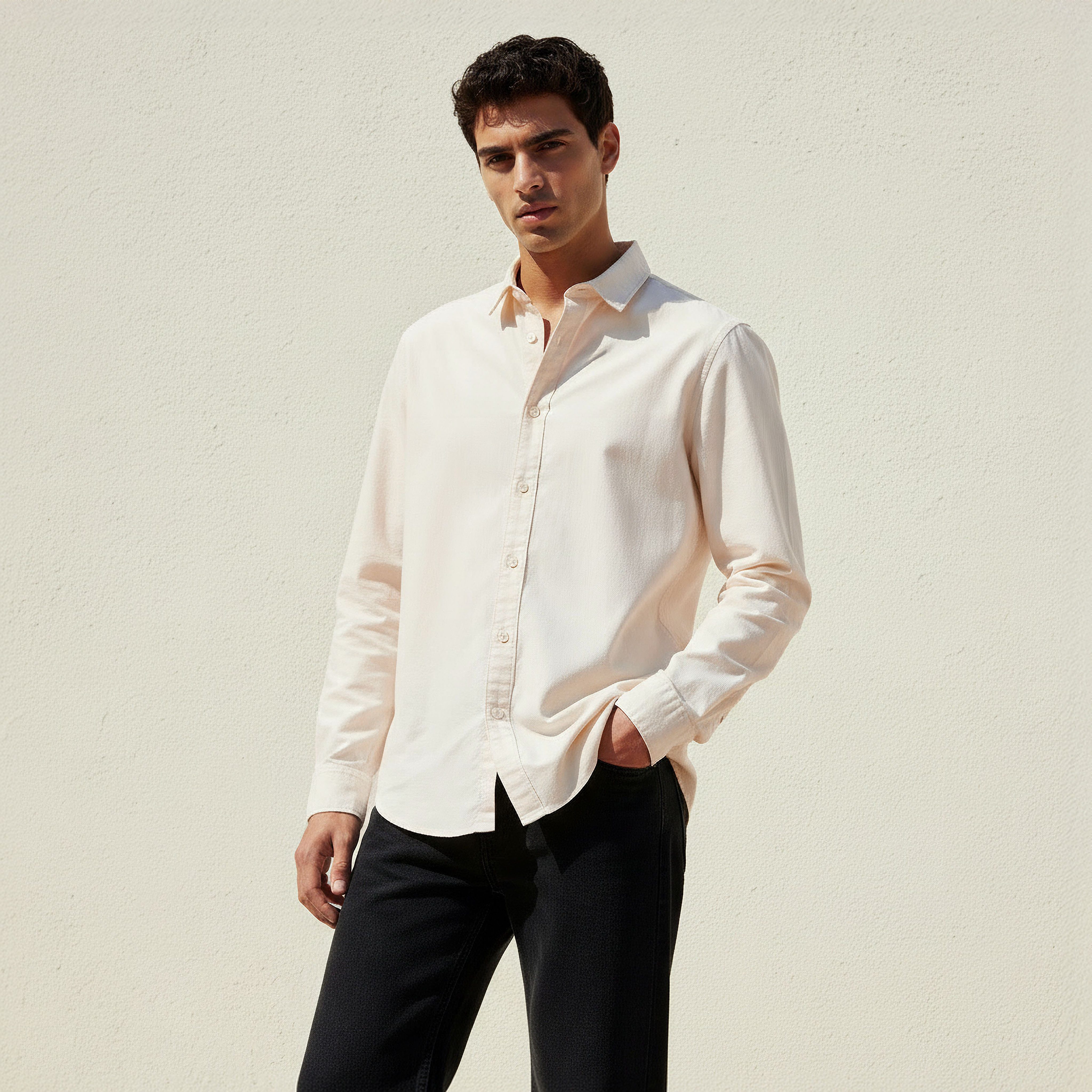 Men Regular Fit Collared Long Sleeve Shirt-men-clothing-shirts-image-1