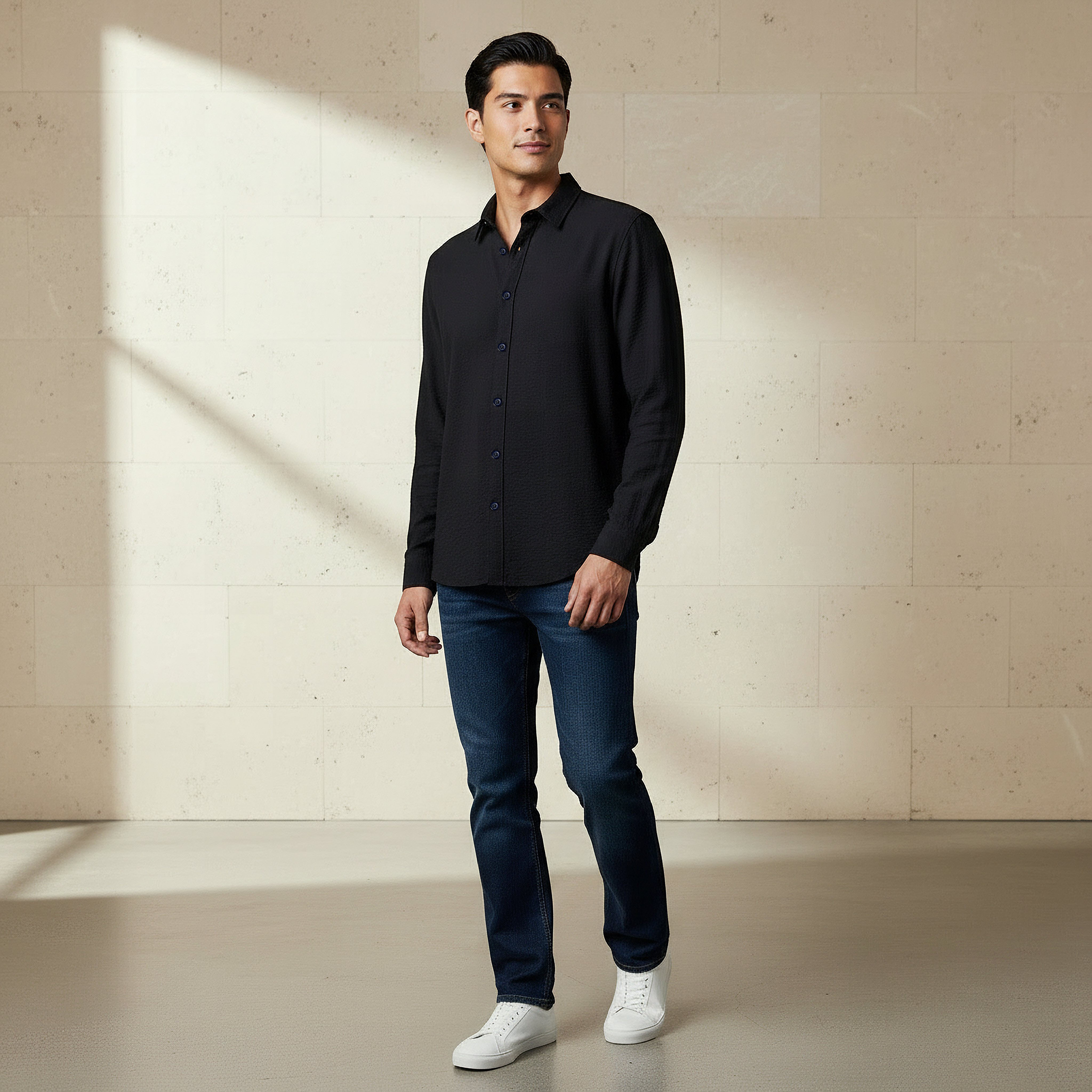 Men Regular Fit Collared Long Sleeve Shirt-men-clothing-shirts-image-2