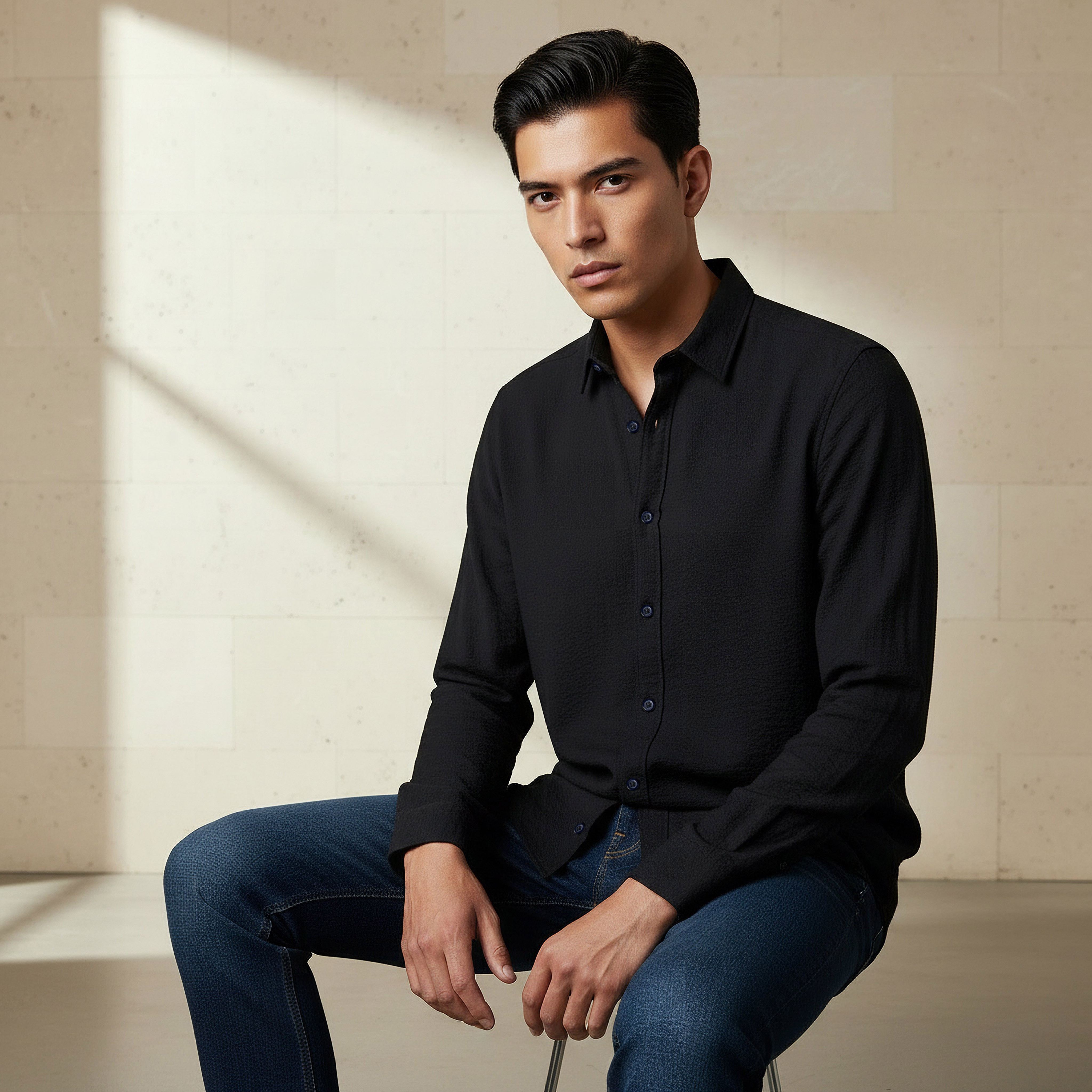 Men Regular Fit Collared Long Sleeve Shirt-men-clothing-shirts-image-5