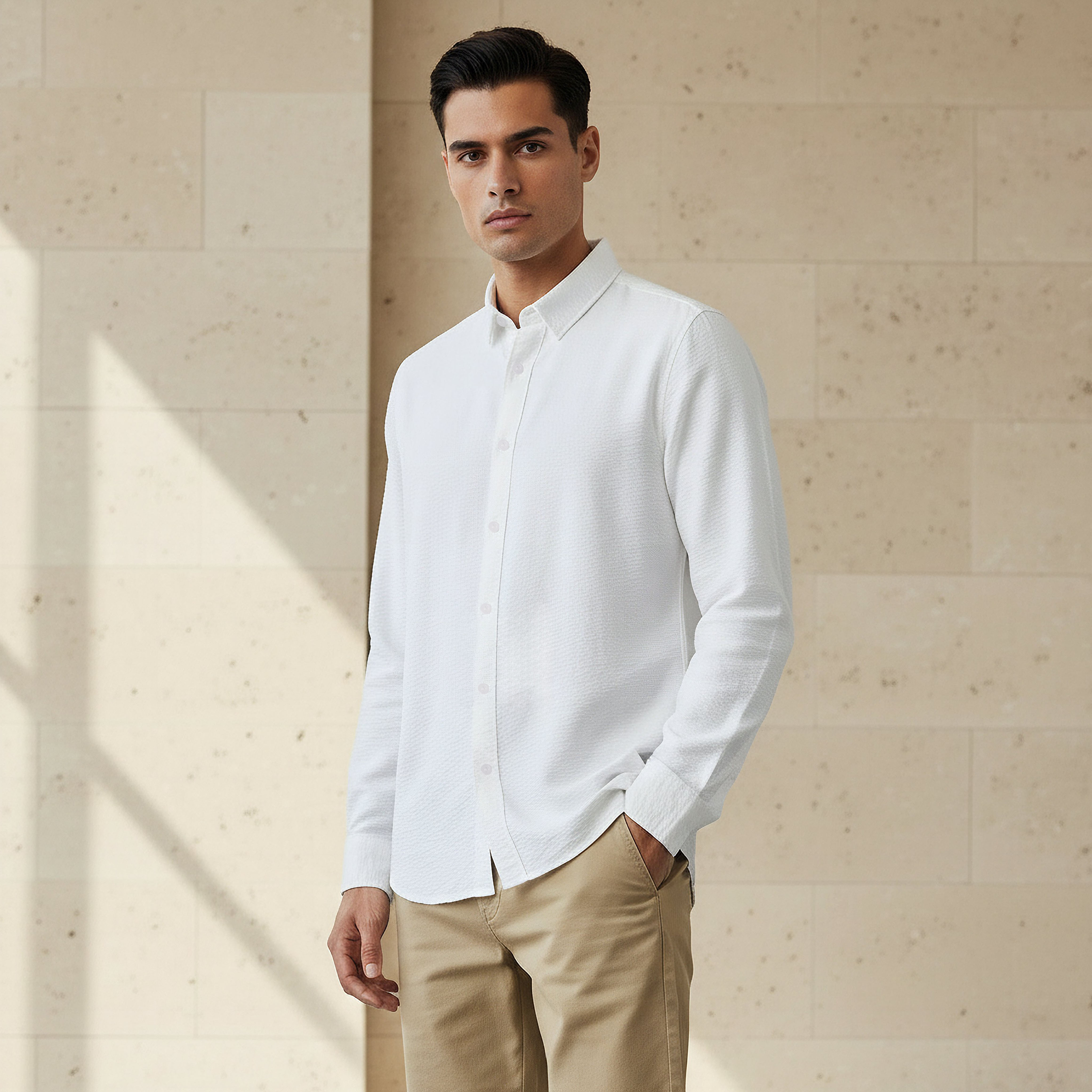 Men Regular Fit Collared Long Sleeve Shirt-men-clothing-shirts-image-1