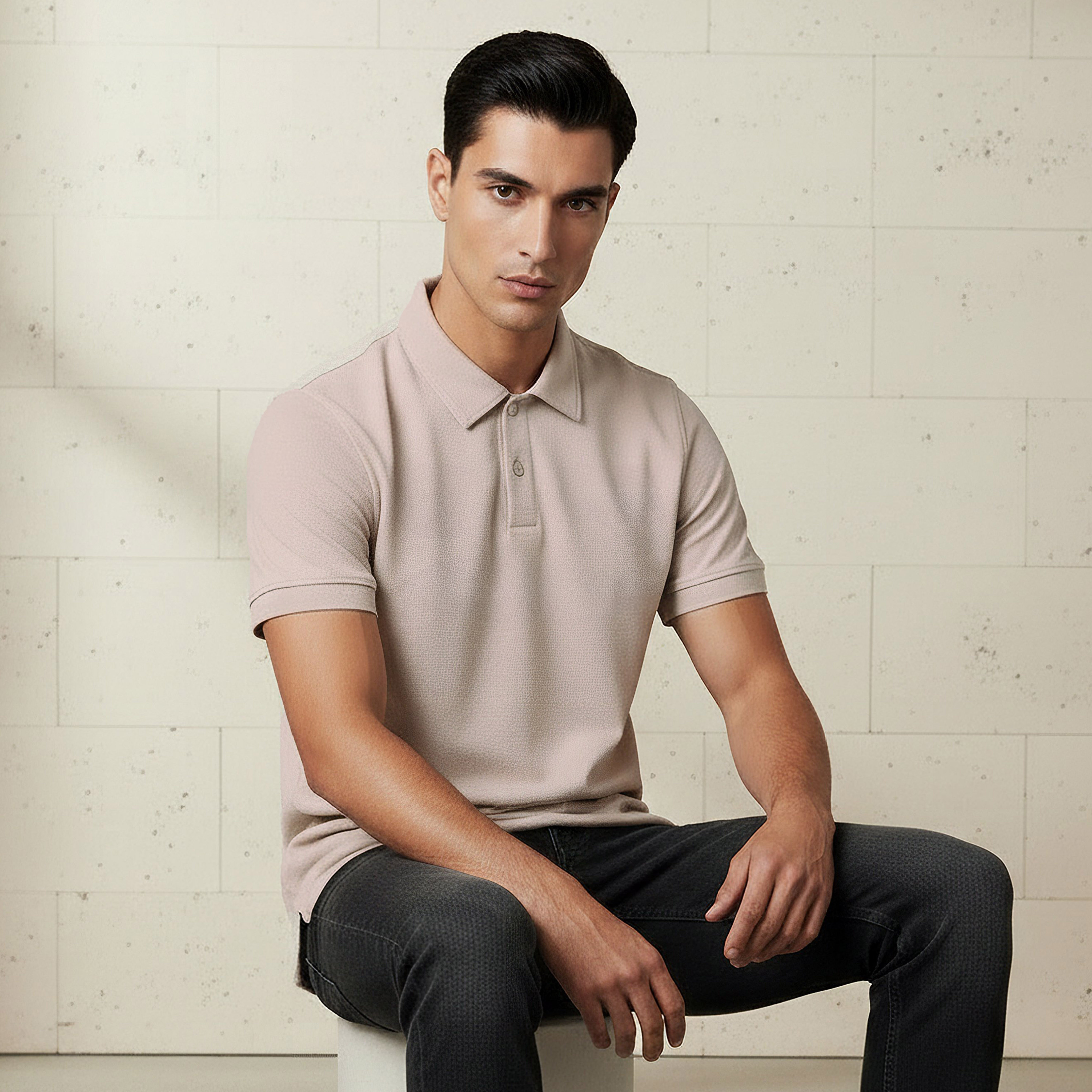 Men Short Sleeve Textured Polo T-shirt-men-clothing-tshirtsandpolos-polos-image-1