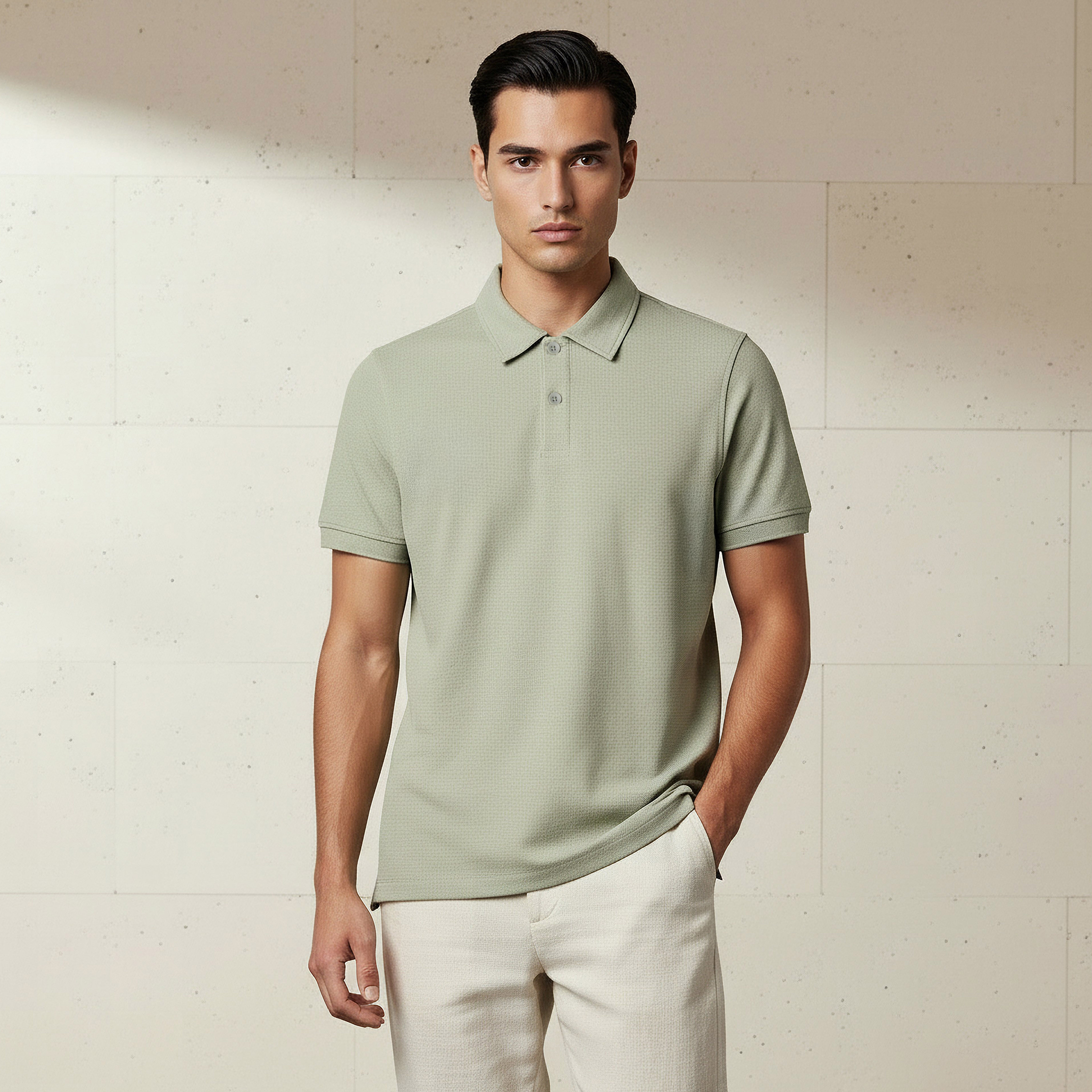 Men Short Sleeve Textured Polo T-shirt-men-clothing-tshirtsandpolos-polos-image-1