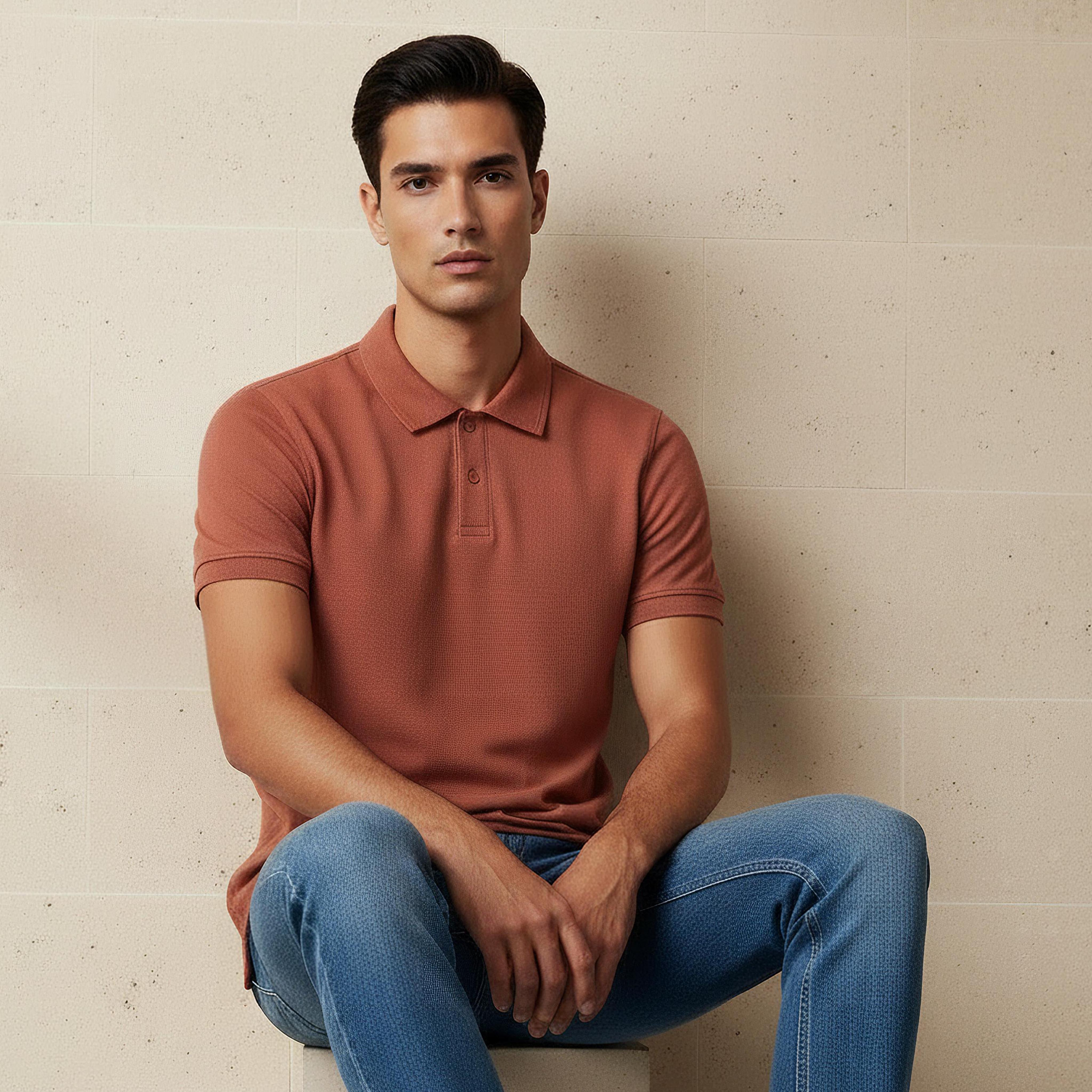 Men Short Sleeve Textured Polo T-shirt-men-clothing-tshirtsandpolos-polos-image-1