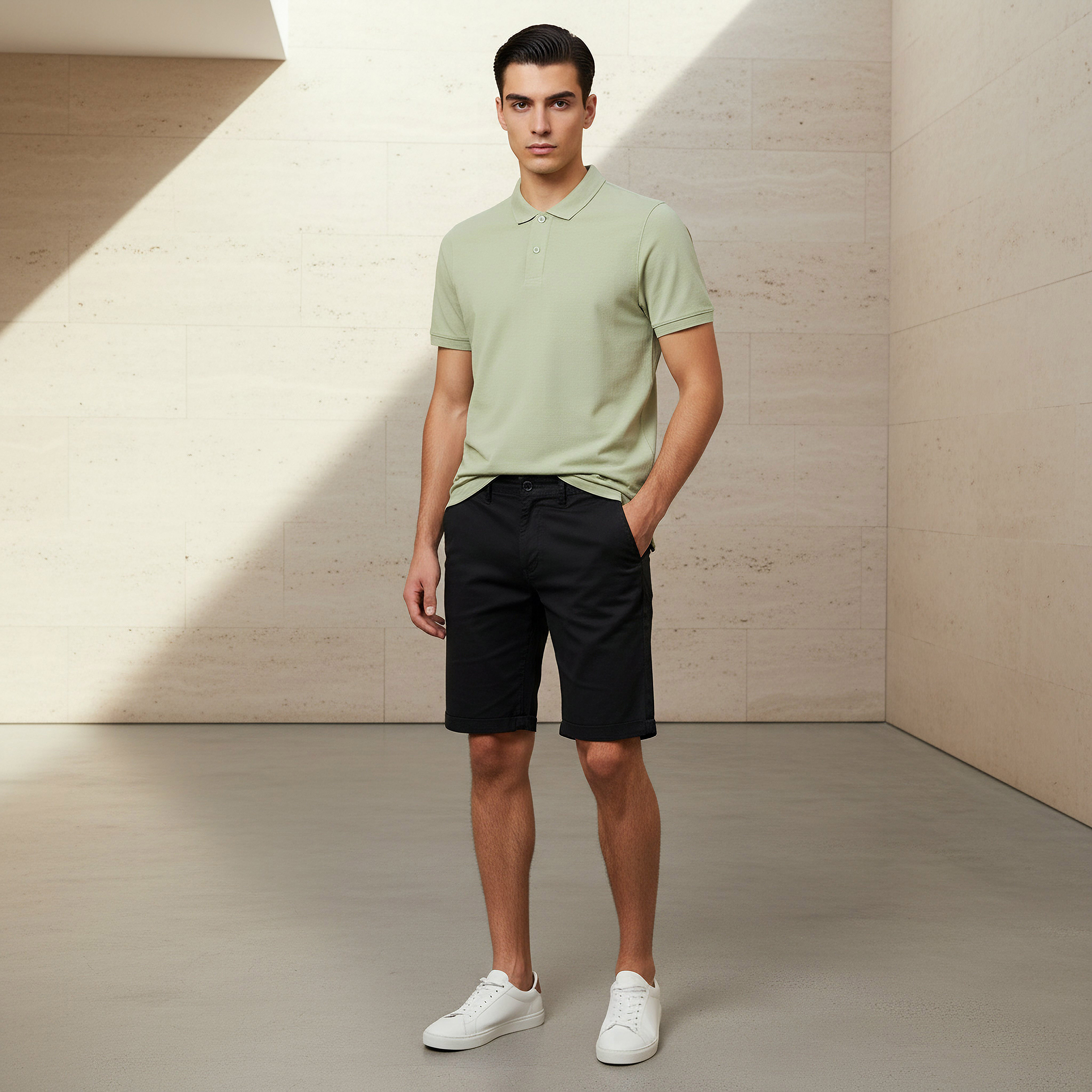Men Short Sleeve Textured Polo T-shirt-men-clothing-tshirtsandpolos-polos-image-2