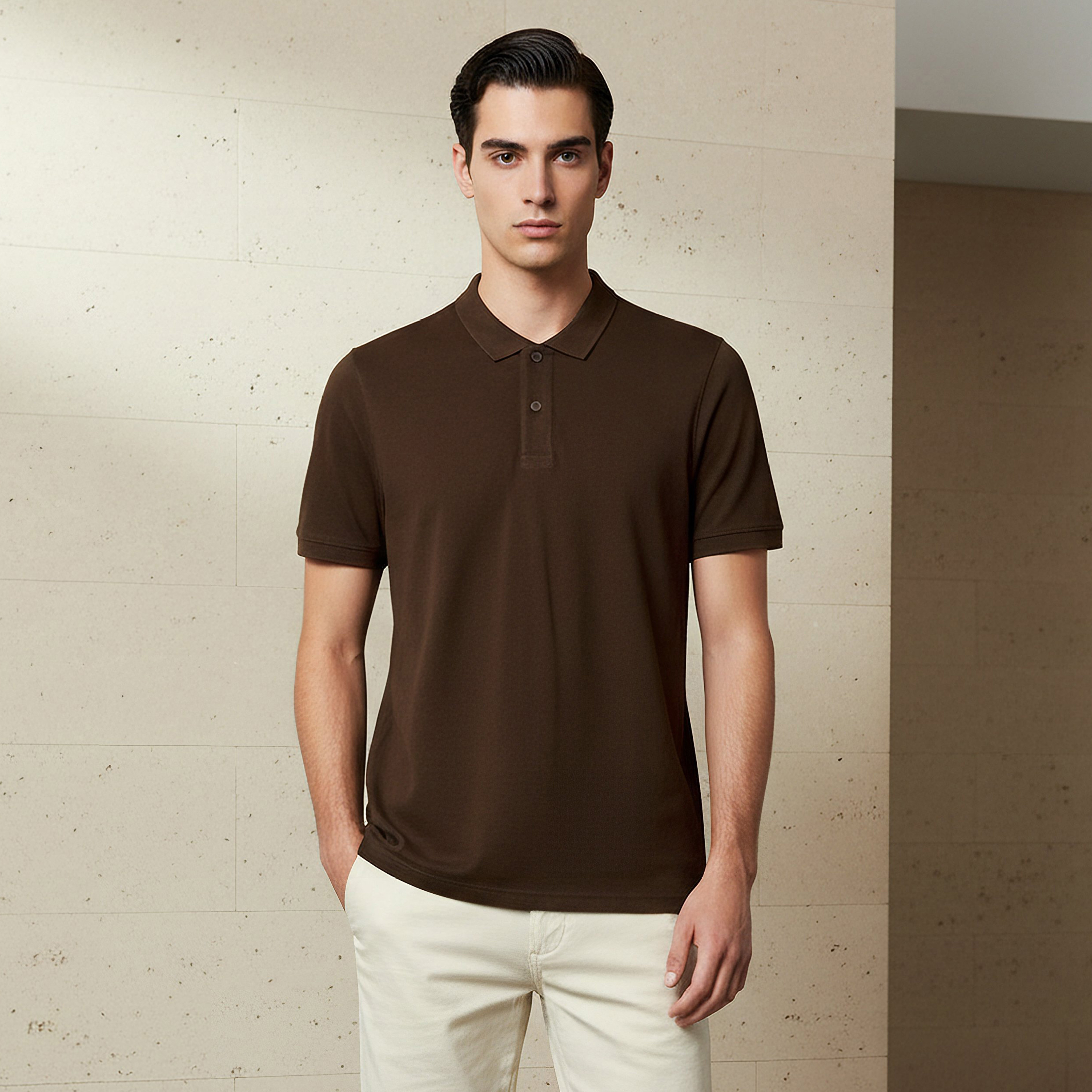 Men Short Sleeve Textured Polo T-shirt-men-clothing-tshirtsandpolos-polos-image-1