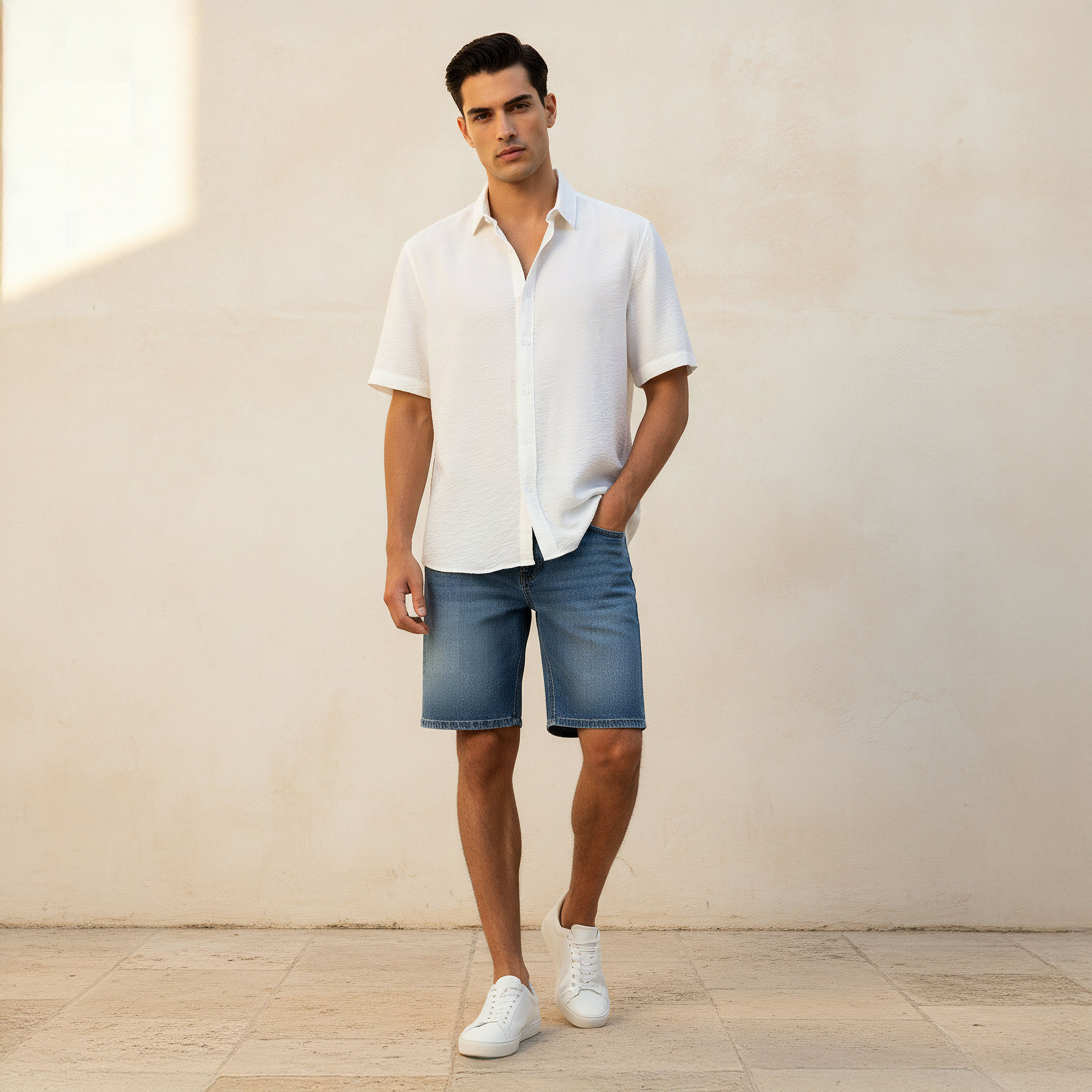 Men Regular Fit Collared Short Sleeve Shirt-men-clothing-shirts-image-3