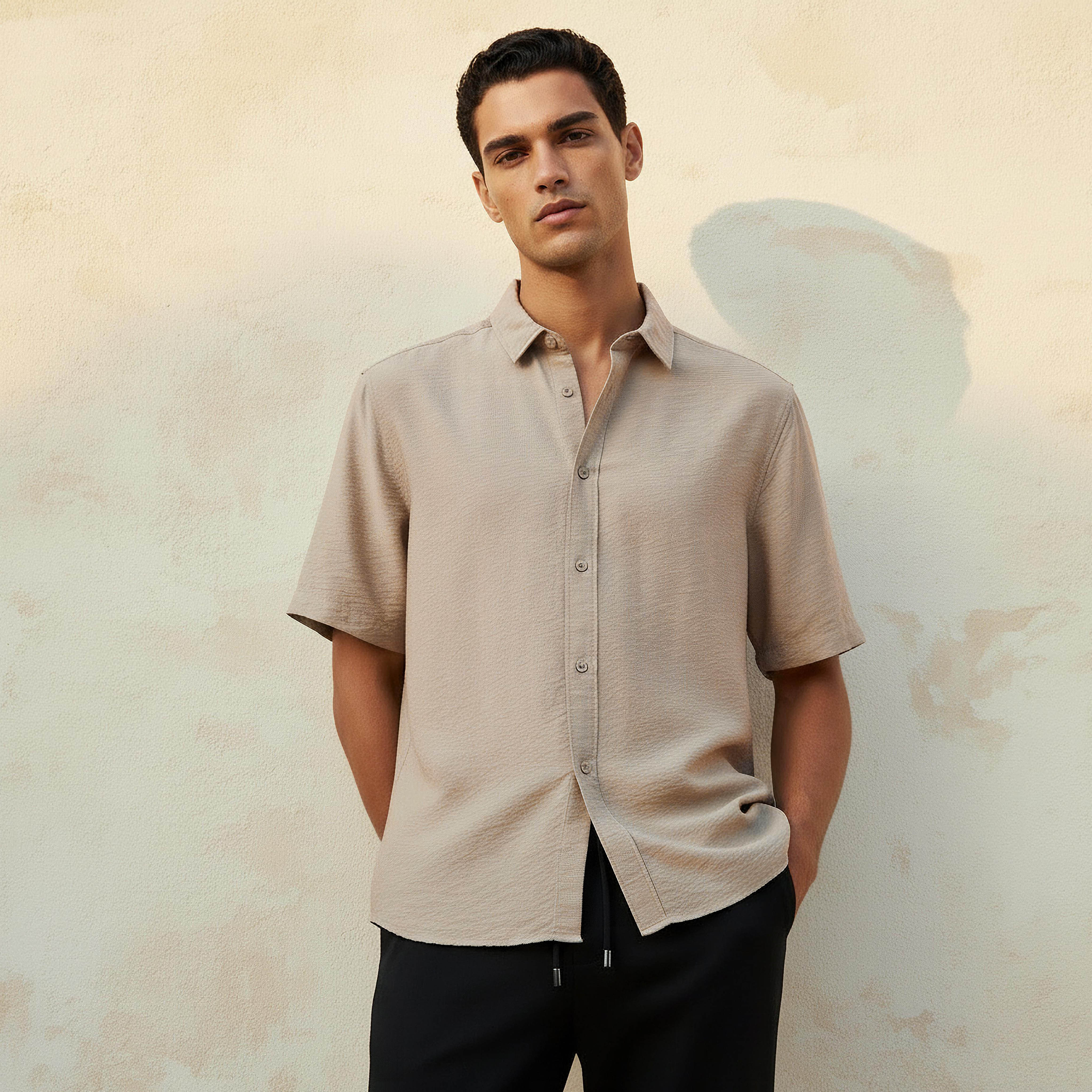 قميص رجالي بياقة وقصة عادية وأكمام قصيرة-men-clothing-shirts-image-1