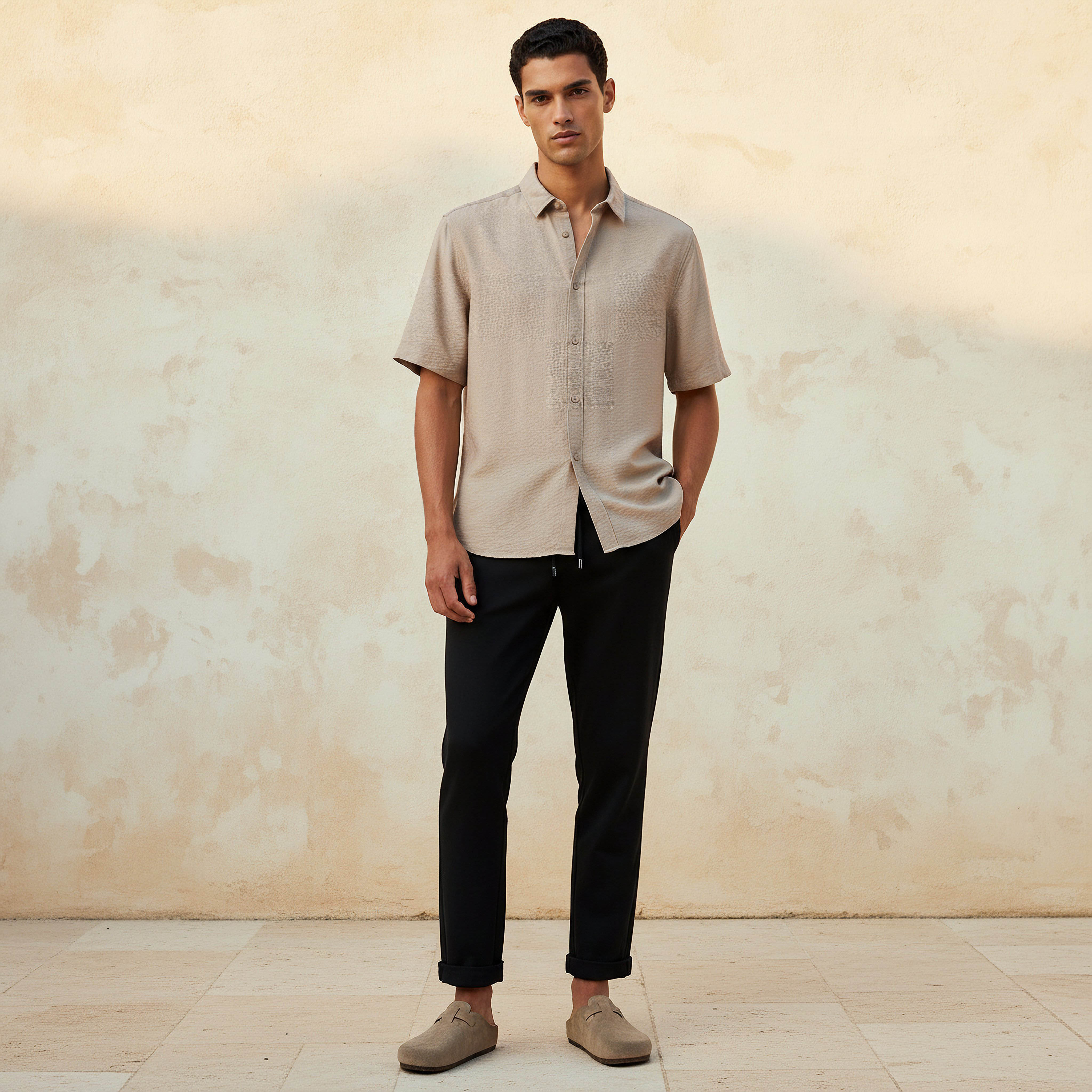 قميص رجالي بياقة وقصة عادية وأكمام قصيرة-men-clothing-shirts-image-3