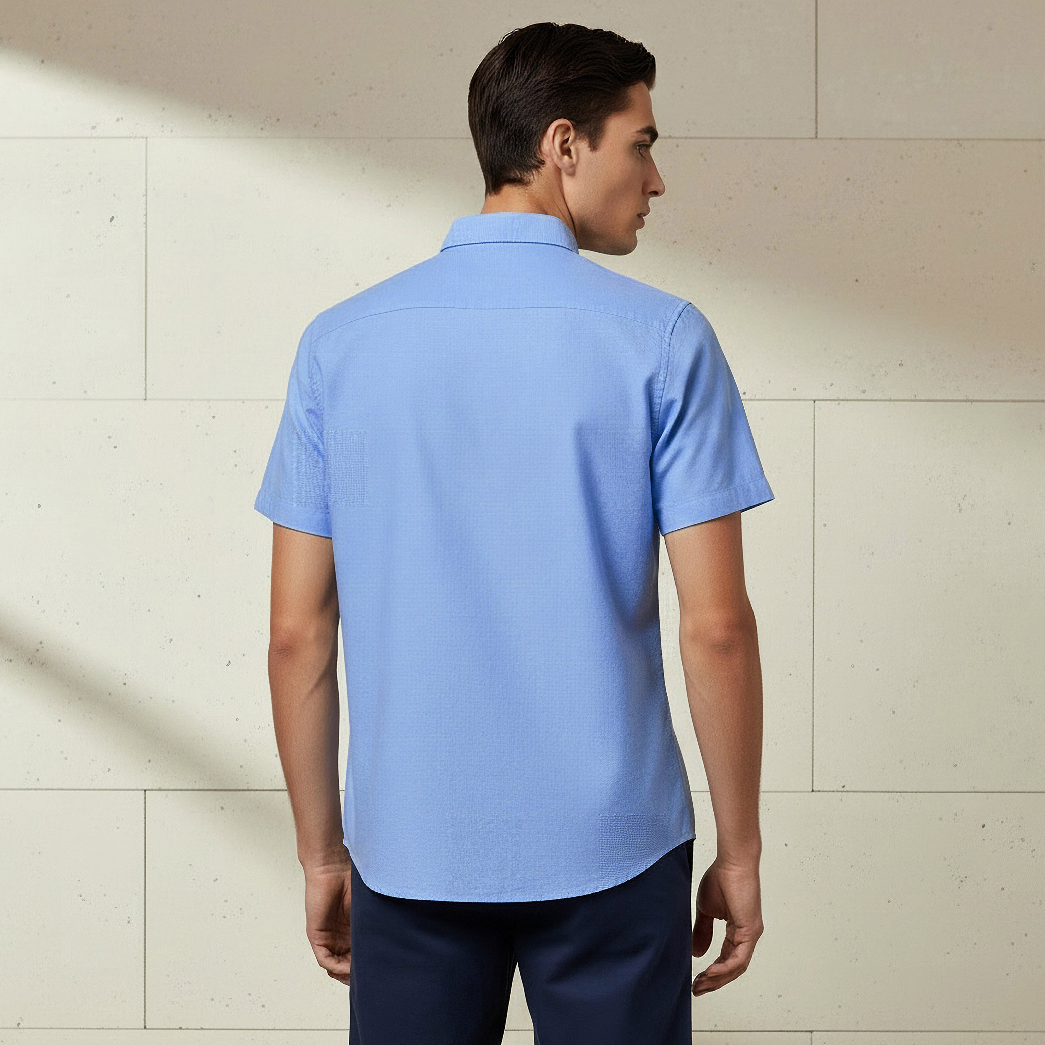 Men Regular Fit Button-Down Collar Short Sleeve Shirt-men-clothing-shirts-image-4