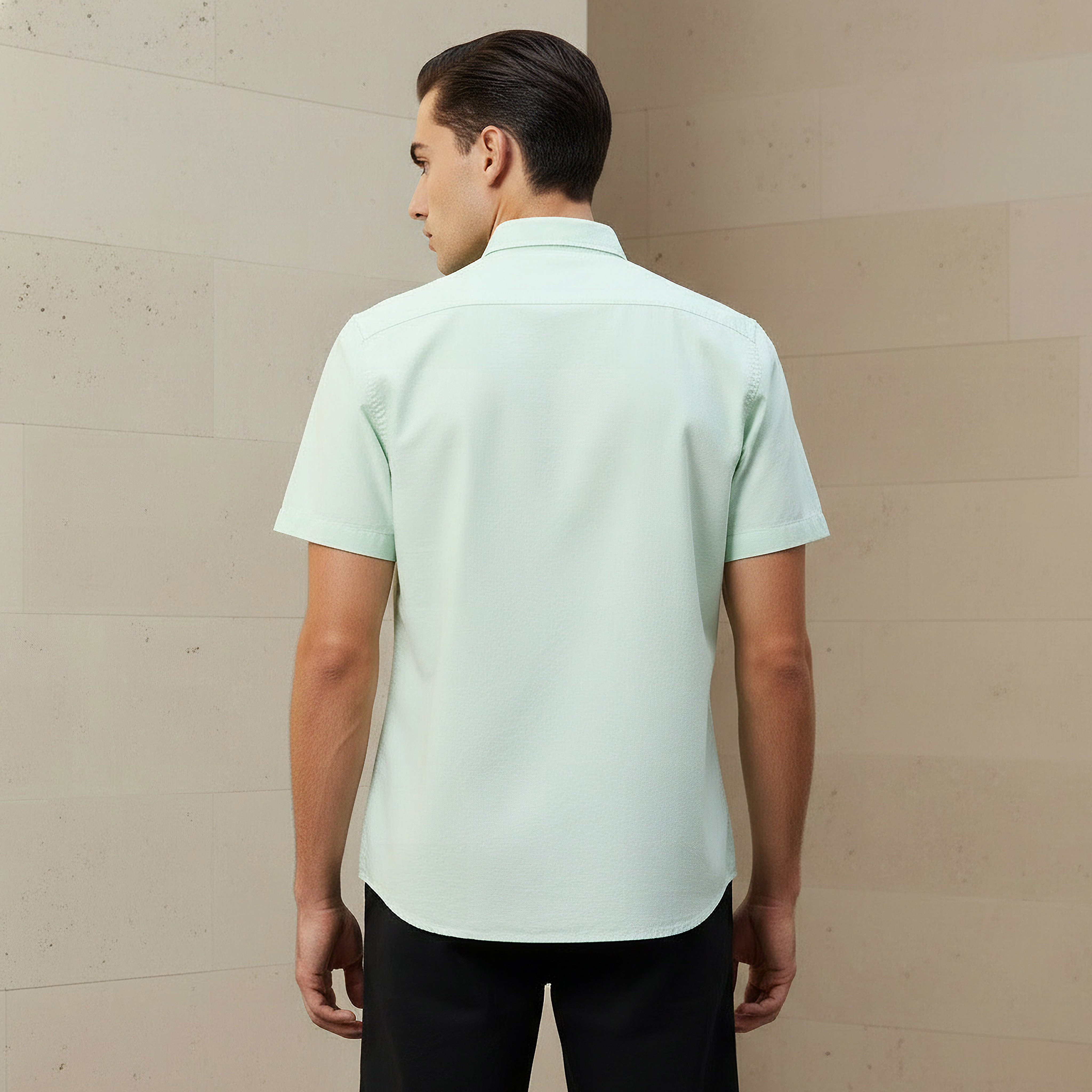 Men Regular Fit Button-Down Collar Short Sleeve Shirt-men-clothing-shirts-image-3