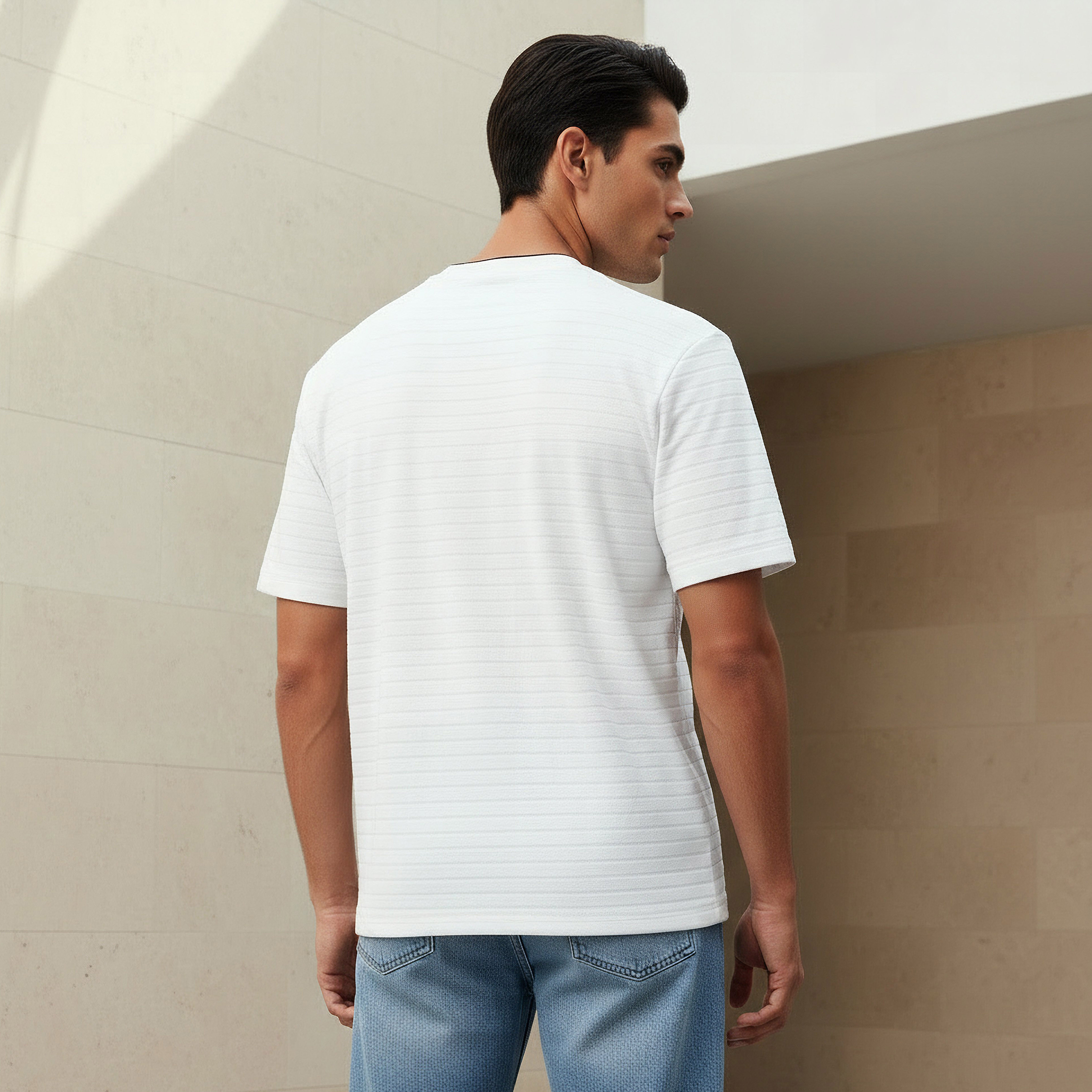 Men Regular Fit Crew Neck Short Sleeve Textured T-shirt-men-clothing-tshirtsandpolos-tshirts-image-3