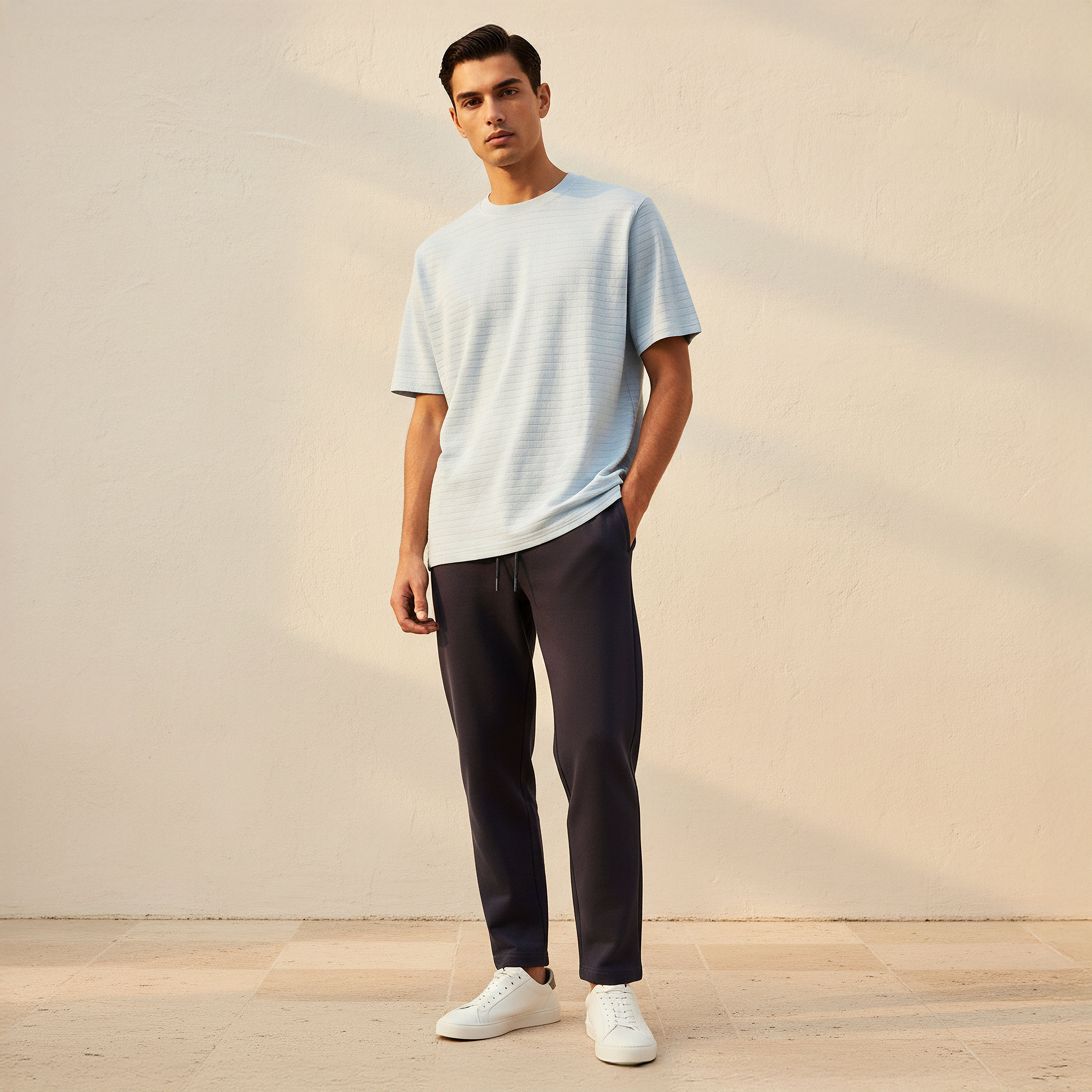 Men Regular Fit Crew Neck Short Sleeve Textured T-shirt-men-clothing-tshirtsandpolos-tshirts-image-3