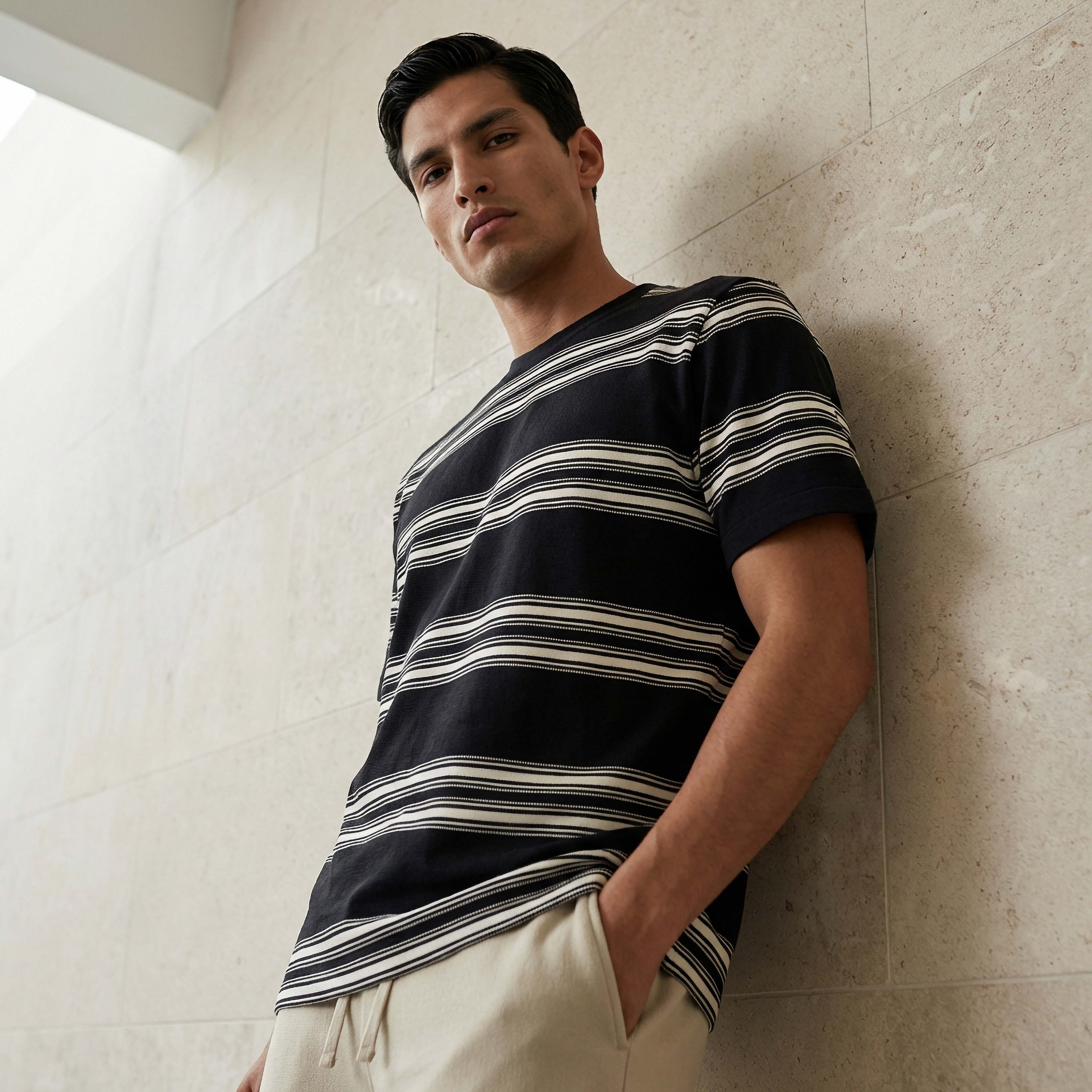 Men Relaxed Fit Crew Neck Short Sleeves Striped T-shirt-men-clothing-tshirtsandpolos-tshirts-image-1
