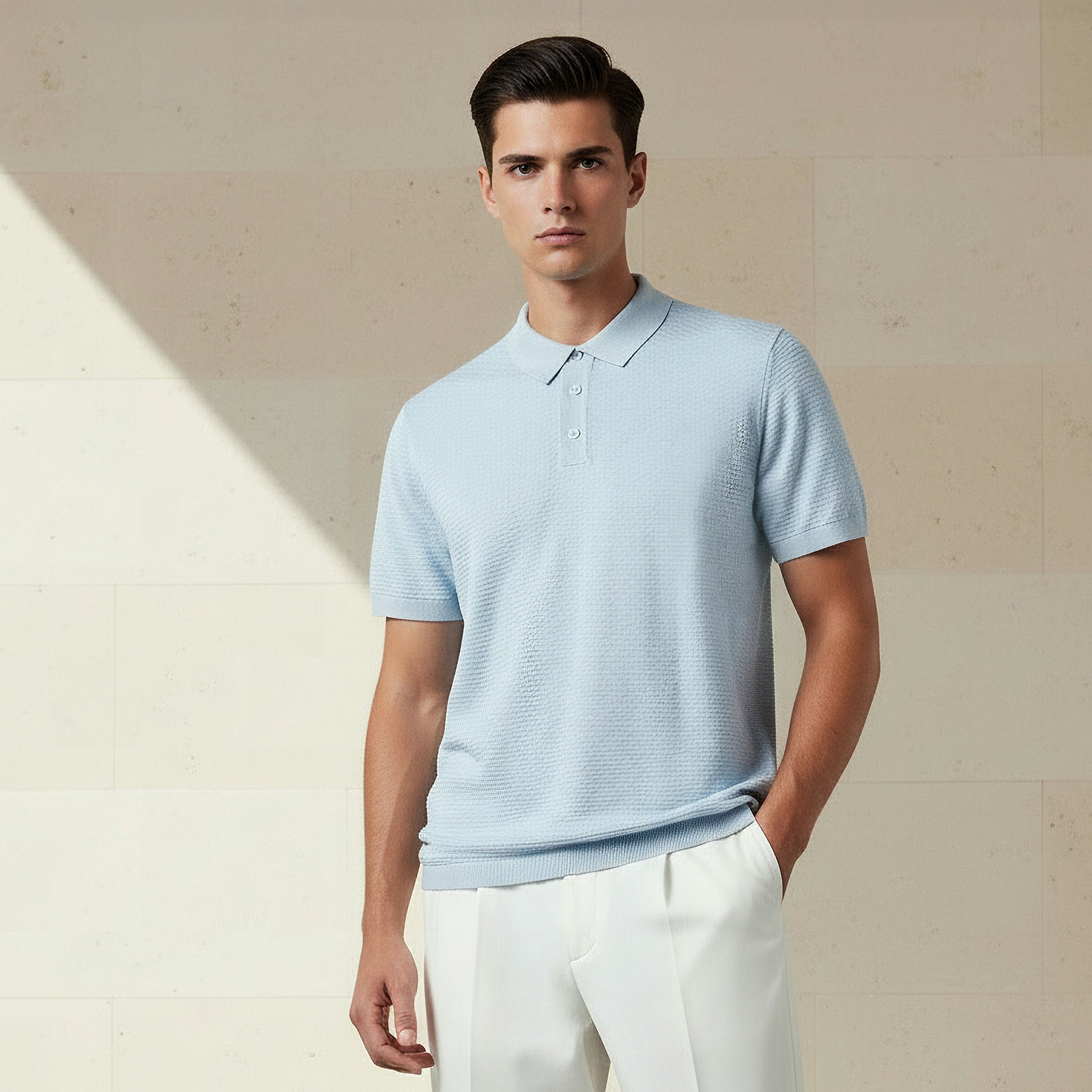 Men Short Sleeves Textured Polo T-shirt-men-clothing-tshirtsandpolos-polos-image-1