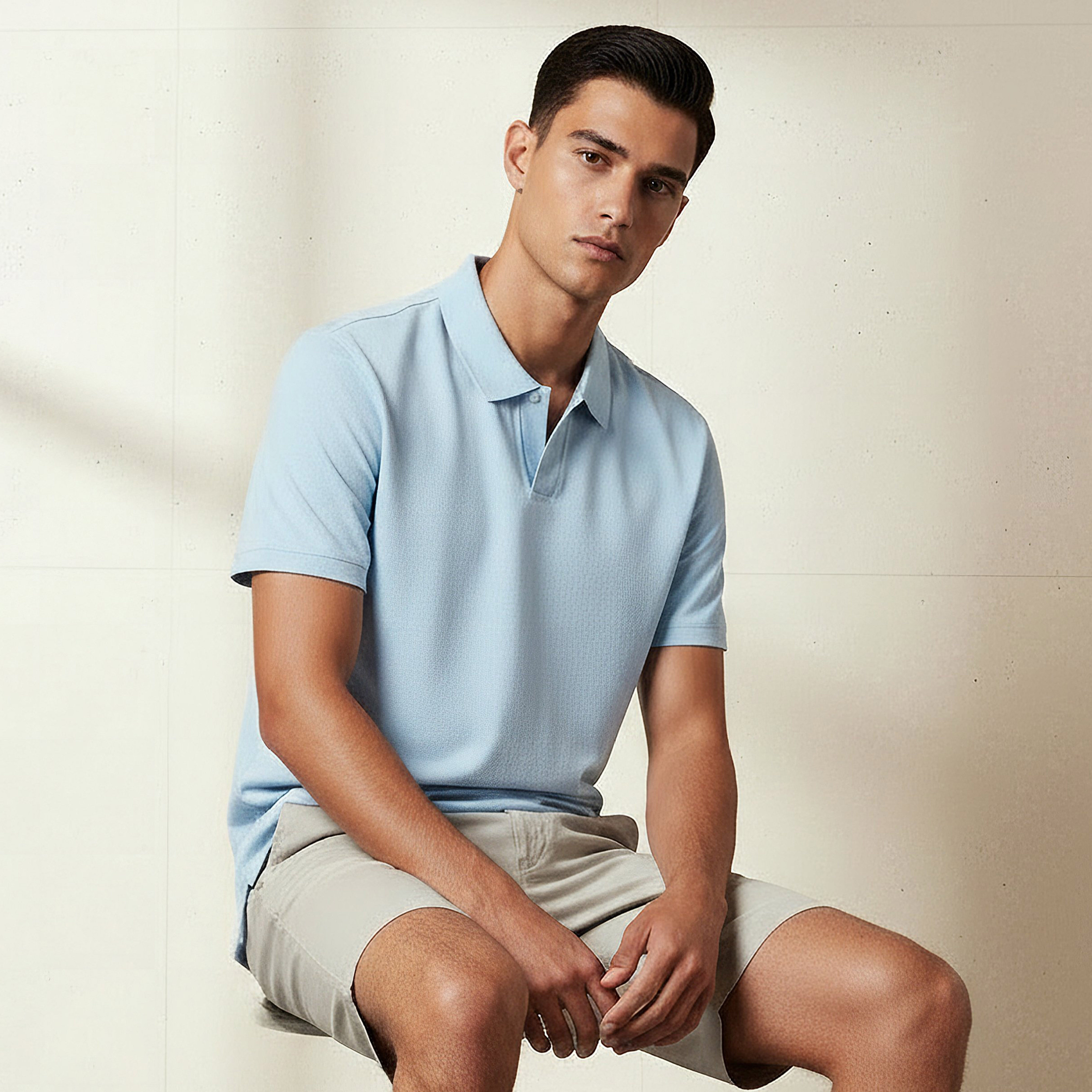 تيشيرت بولو بأكمام قصيرة وياقة جوني للرجال-men-clothing-tshirtsandpolos-polos-image-1