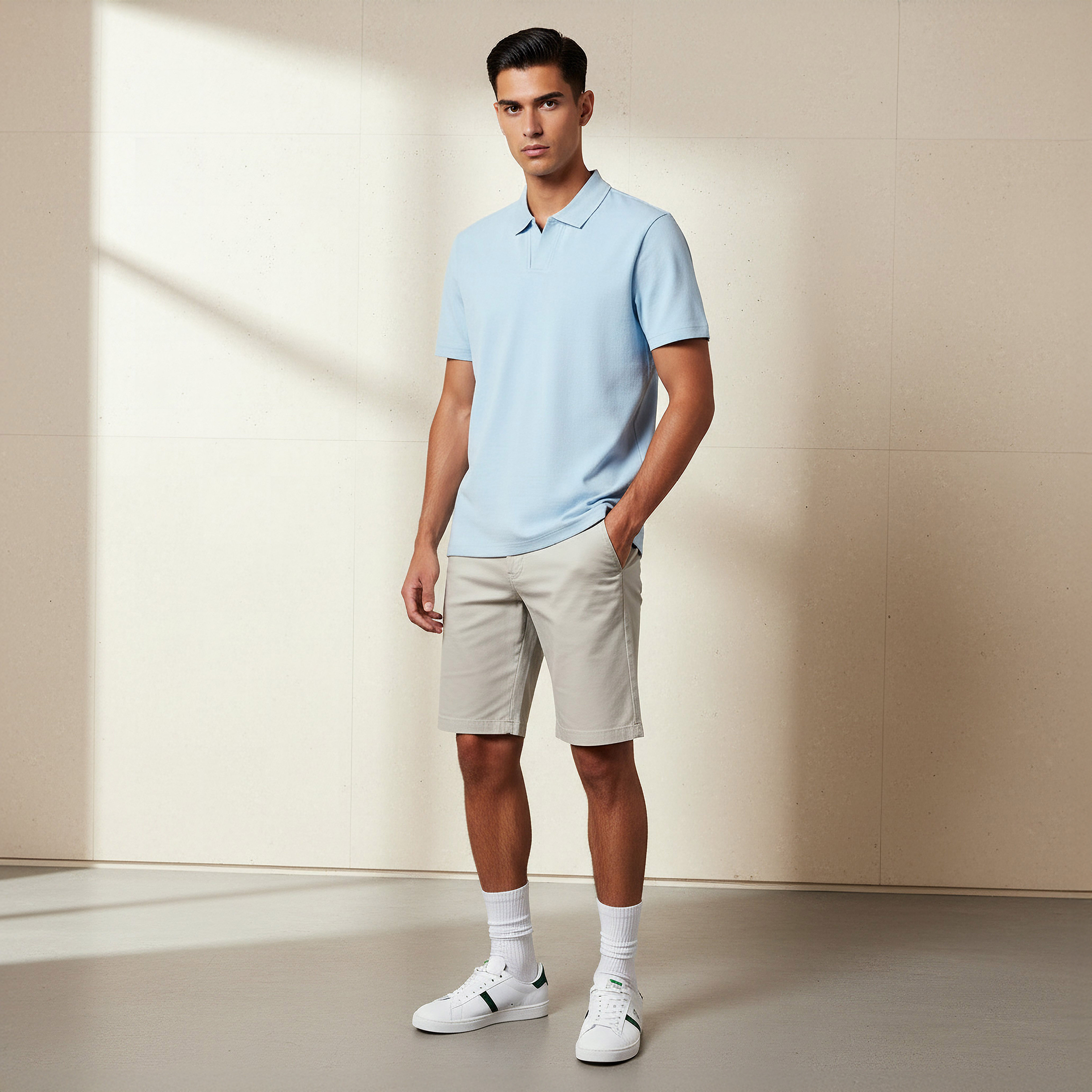 تيشيرت بولو بأكمام قصيرة وياقة جوني للرجال-men-clothing-tshirtsandpolos-polos-image-3