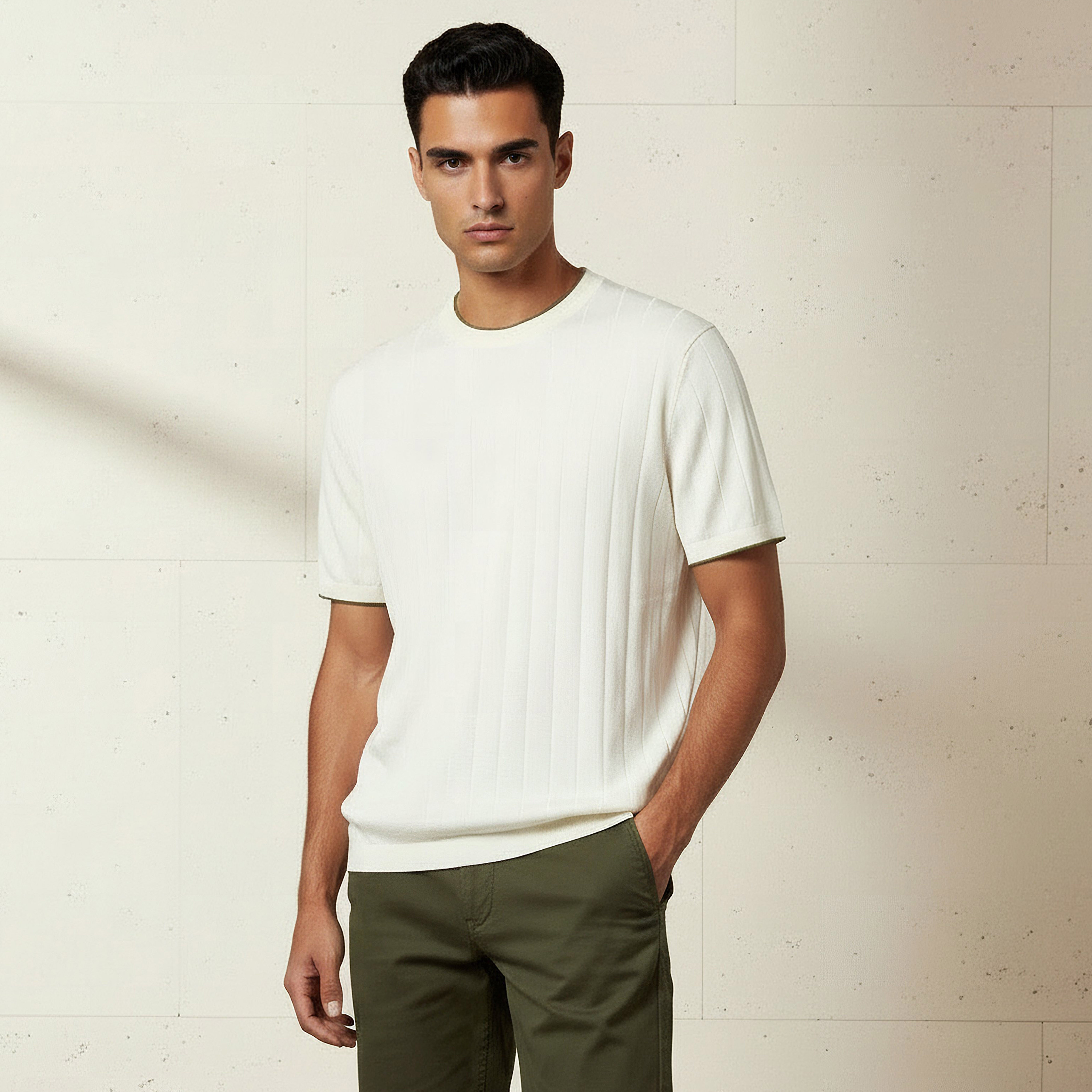 Men Regular Fit Crew Neck Short Sleeve Textured T-shirt-men-clothing-tshirtsandpolos-tshirts-image-1
