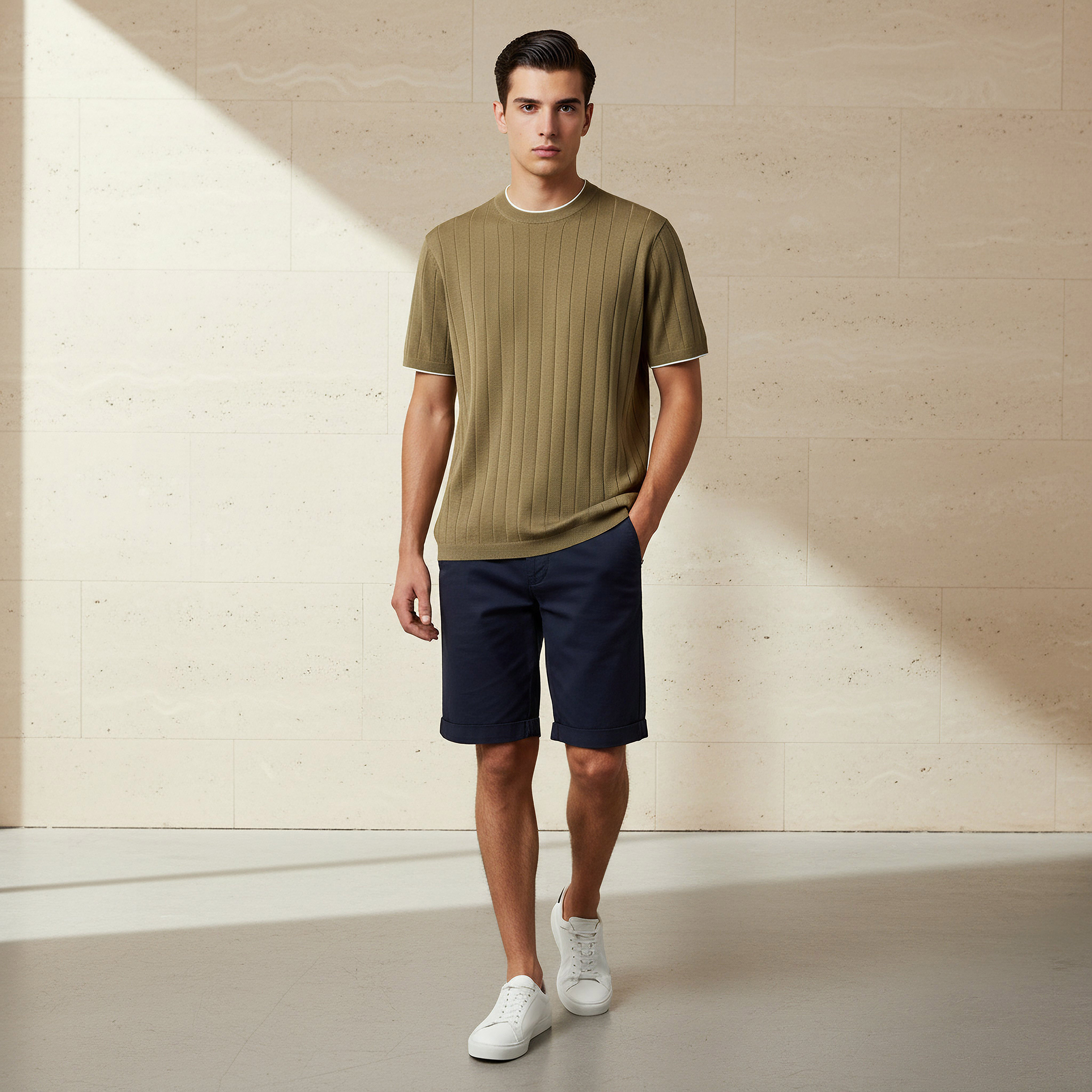 Men Regular Fit Crew Neck Short Sleeve Textured T-shirt-men-clothing-tshirtsandpolos-tshirts-image-2
