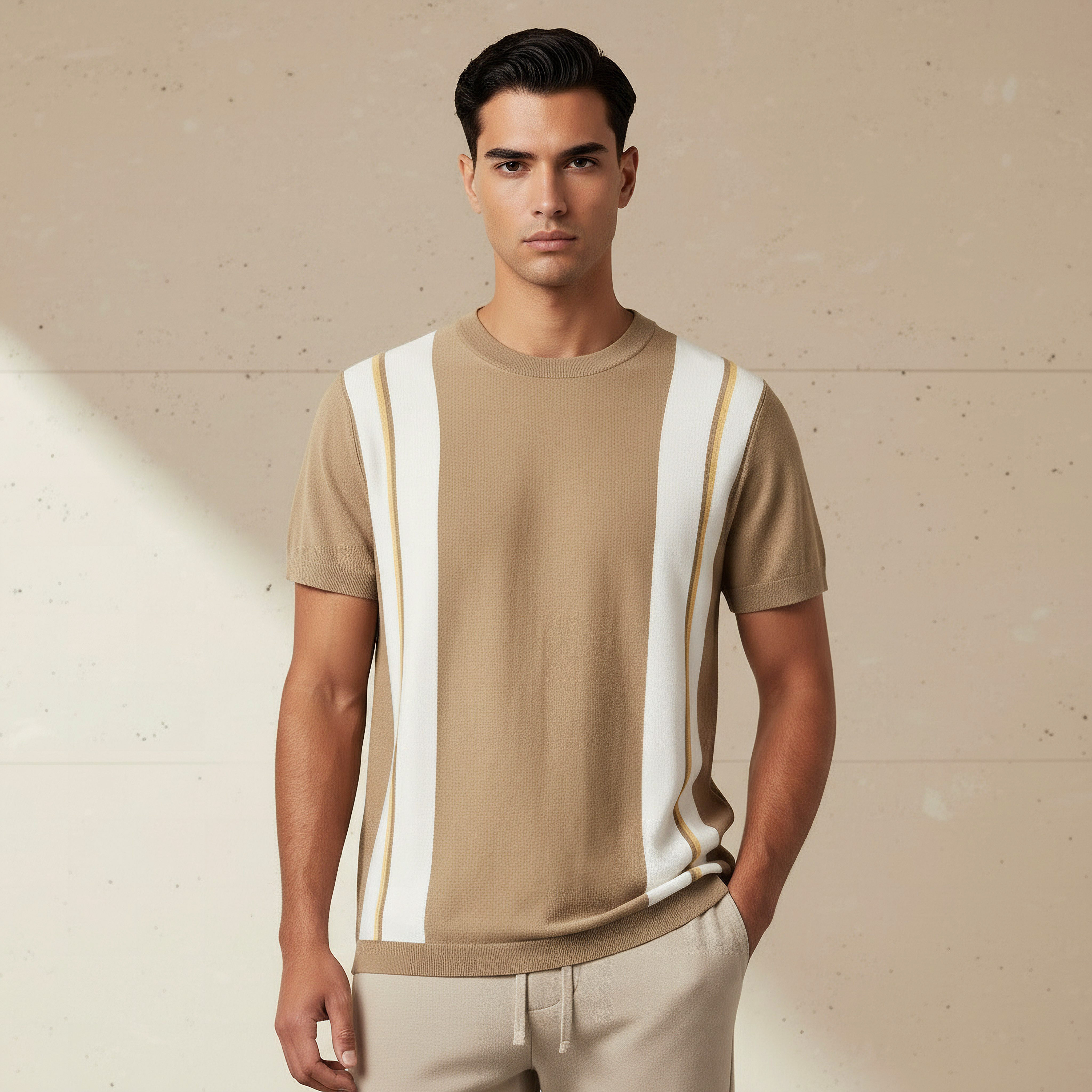 Men Regular Fit Crew Neck Short Sleeves Striped T-shirt-men-clothing-tshirtsandpolos-tshirts-image-1