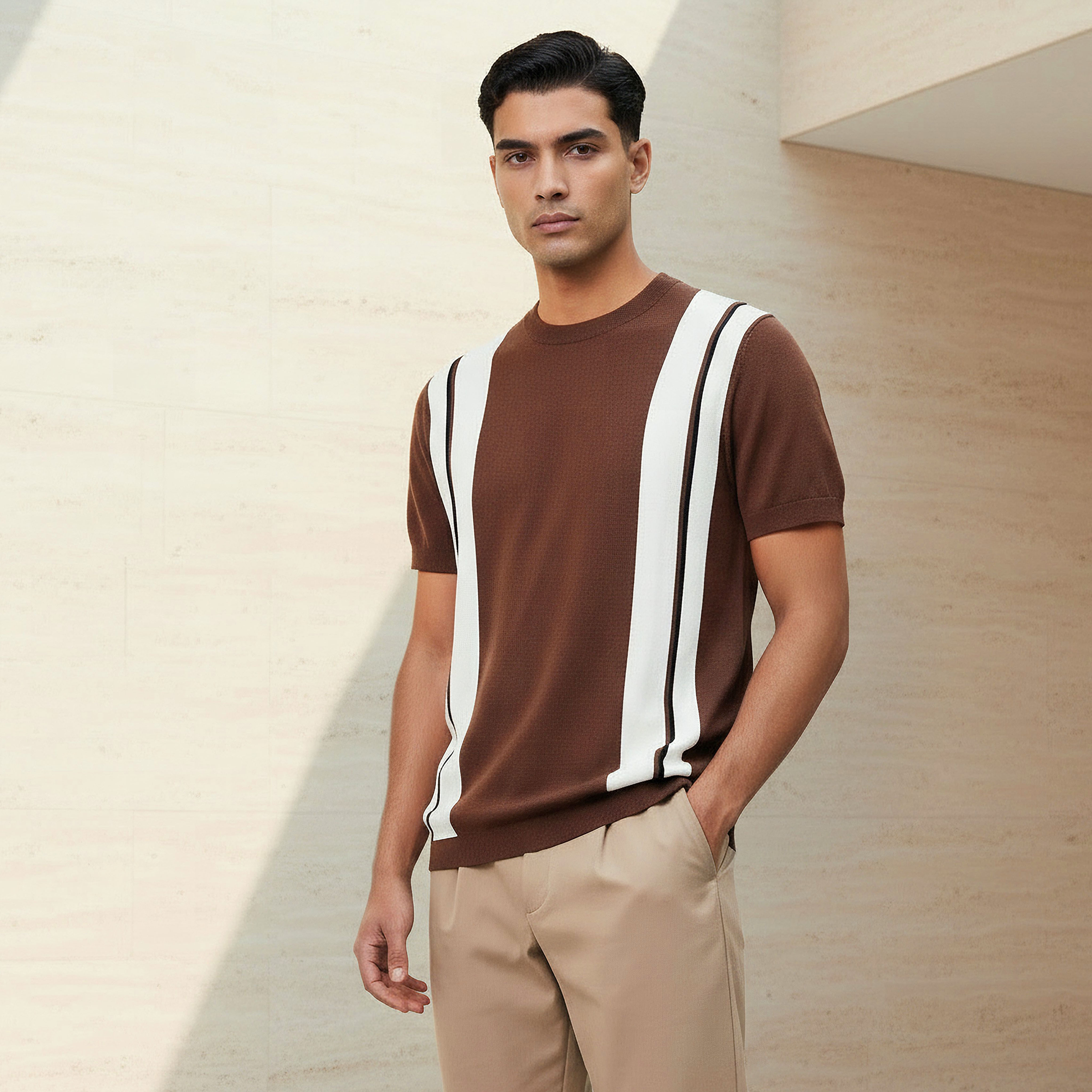 Men Regular Fit Crew Neck Short Sleeves Striped T-shirt-men-clothing-tshirtsandpolos-tshirts-image-1