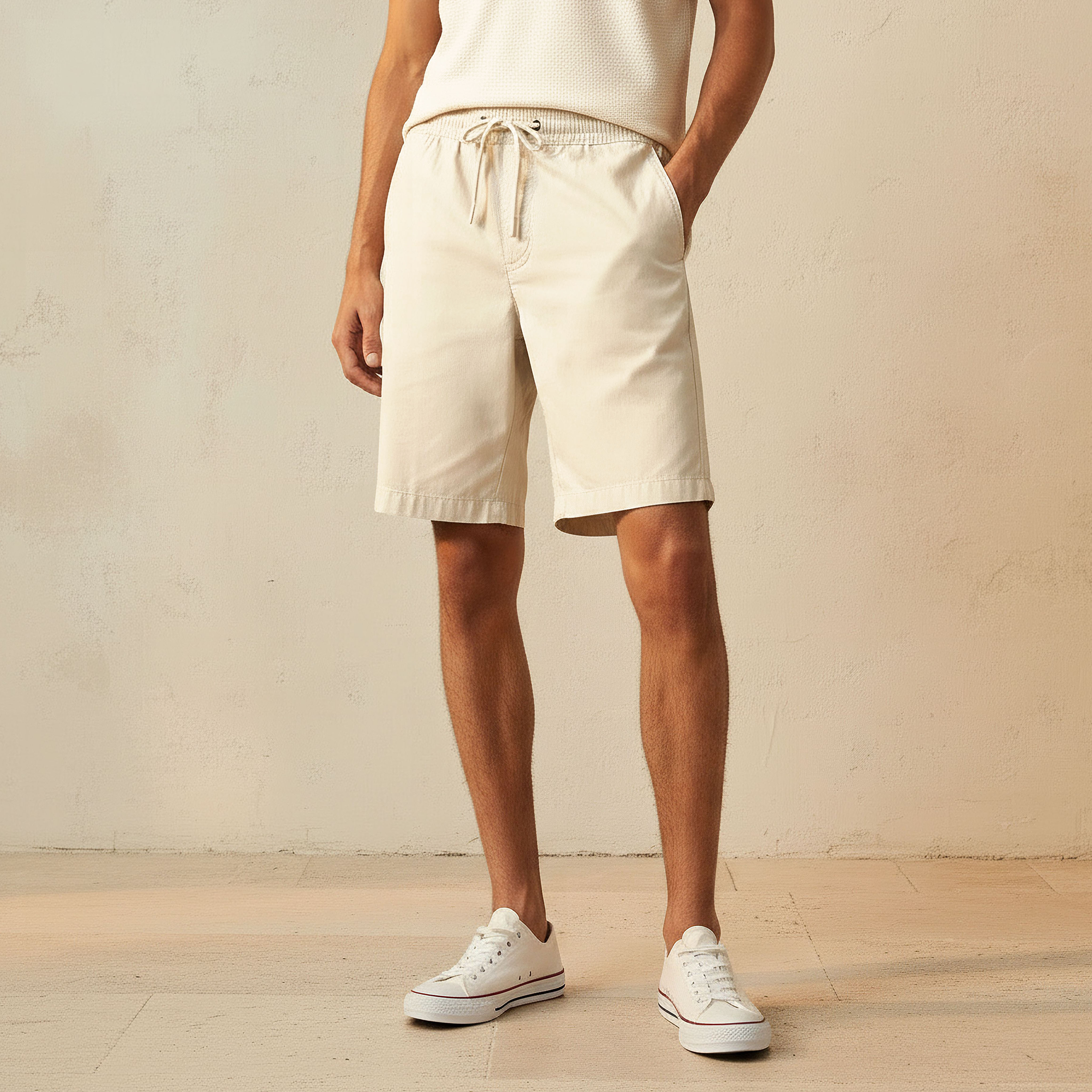 شورت برمودا قطن بقصة عادية للرجال-men-clothing-bottoms-shorts-image-1