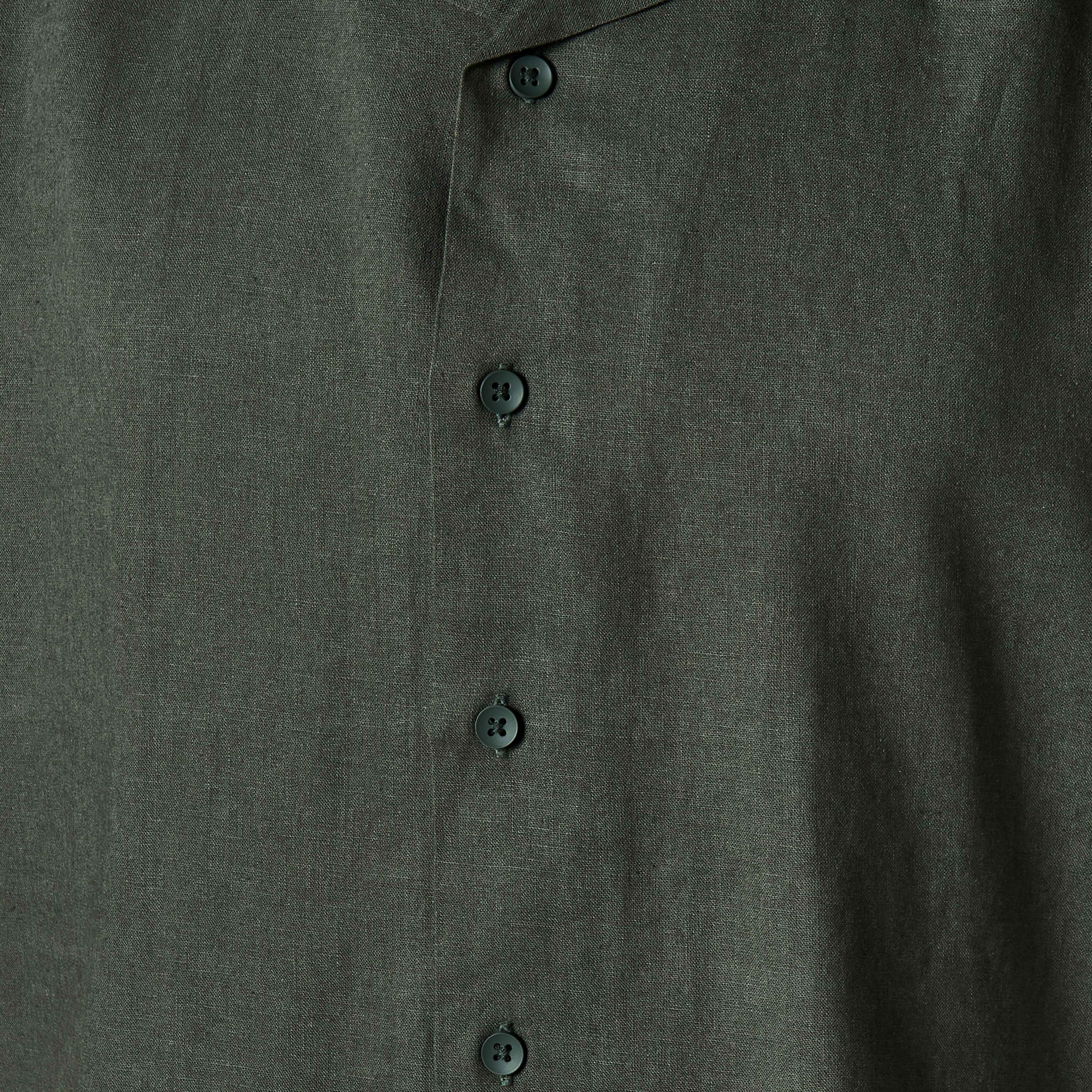 Men Regular Fit Camp Collar Short Sleeve Linen Blend Shirt-men-clothing-shirts-image-4