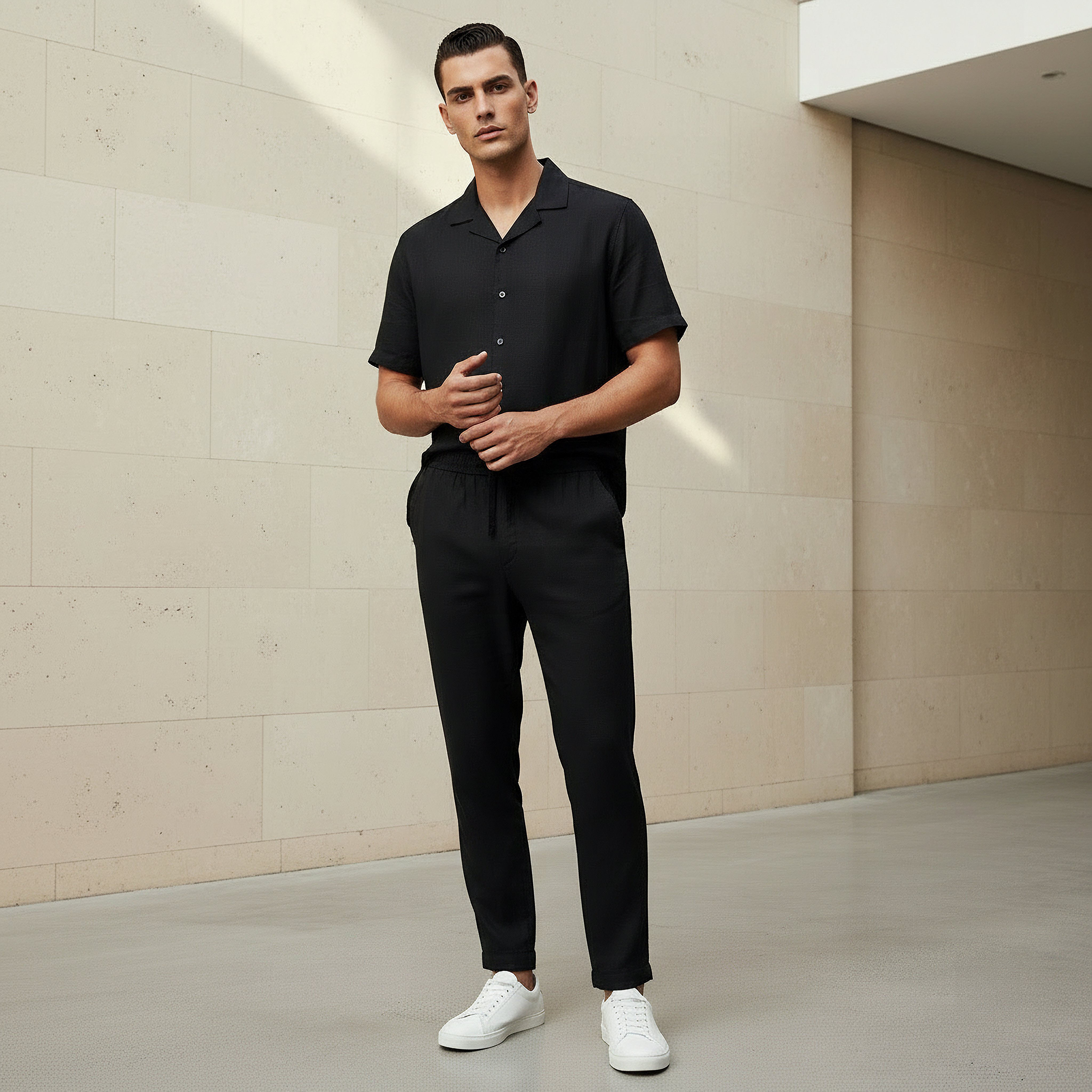 Men Straight Fit Linen Blend Trousers-men-clothing-coordsets-image-3
