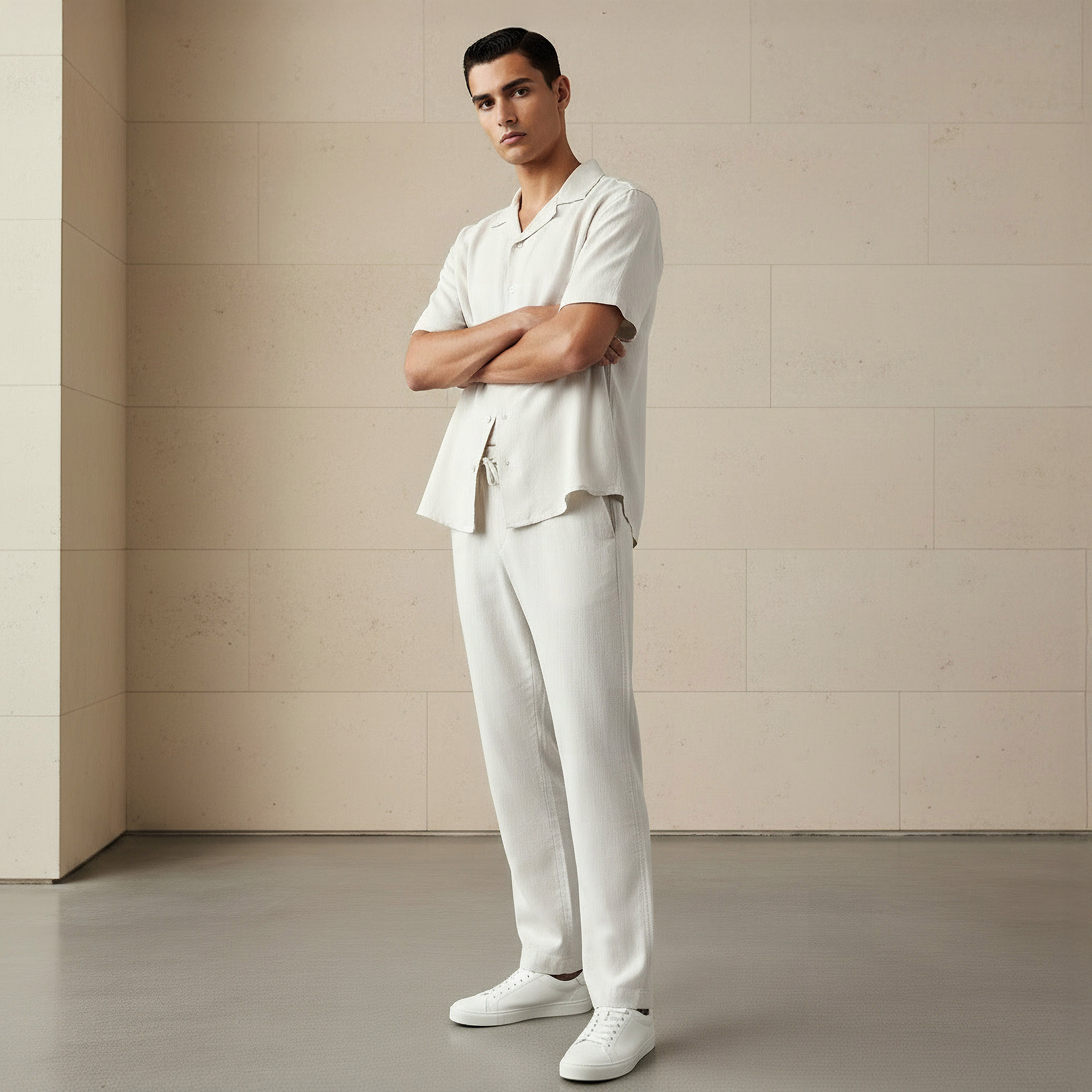 Men Straight Fit Linen Blend Trousers-men-clothing-coordsets-image-3