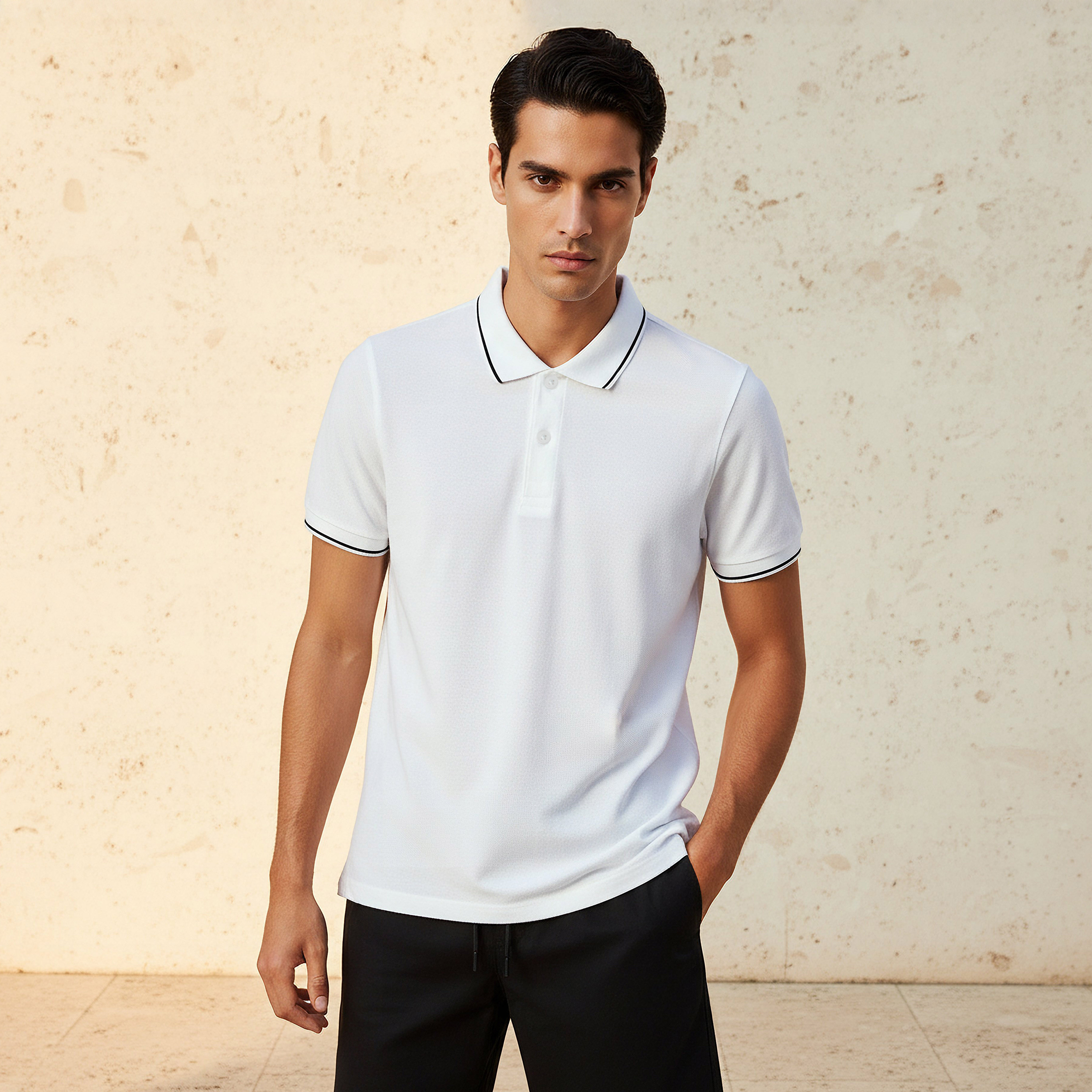 Men Short Sleeves Tipping Detail Polo T-shirt-men-clothing-tshirtsandpolos-polos-image-1