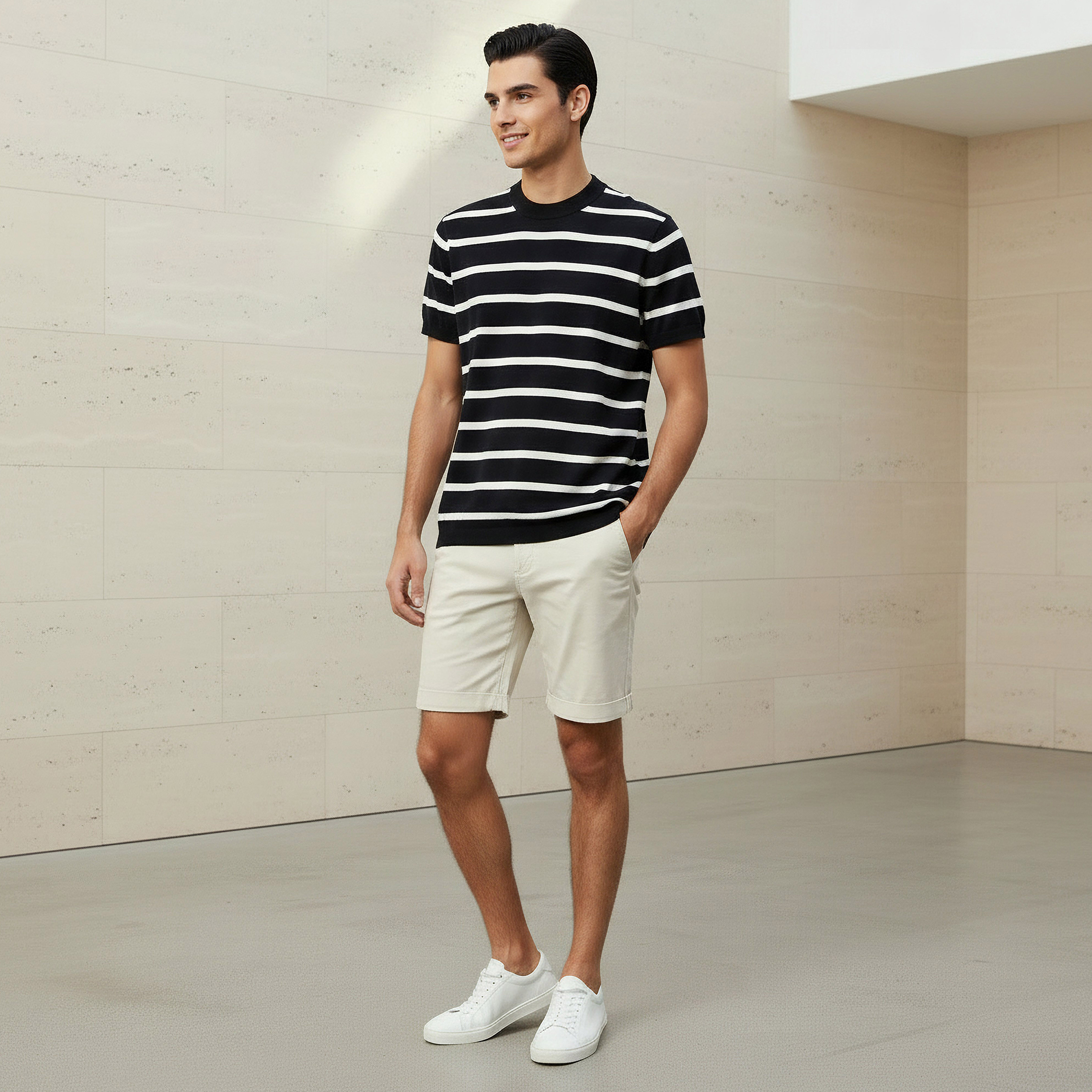 Men Regular Fit Crew Neck Short Sleeves Striped T-shirt-men-clothing-tshirtsandpolos-tshirts-image-2
