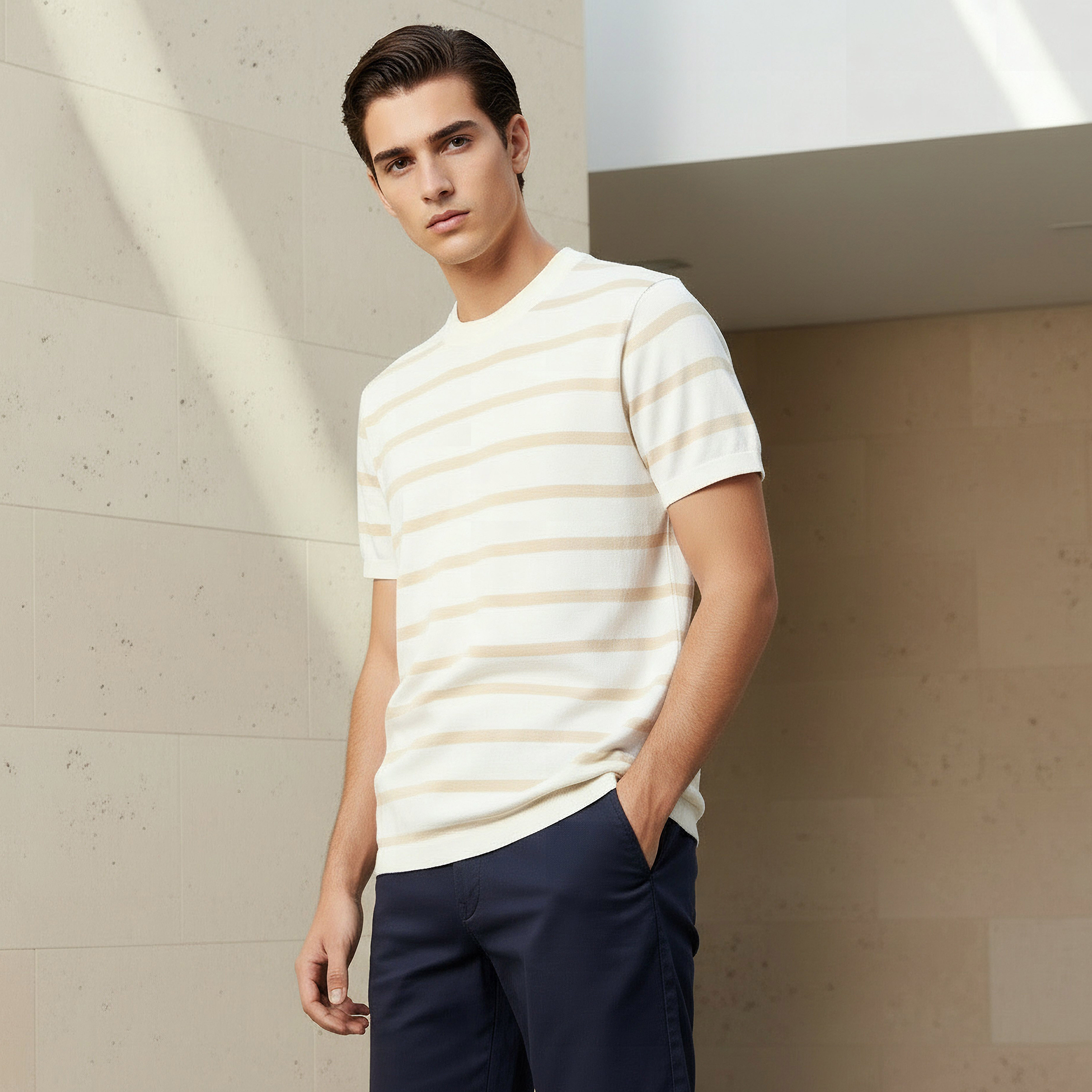 Men Regular Fit Crew Neck Short Sleeves Striped T-shirt-men-clothing-tshirtsandpolos-tshirts-image-1