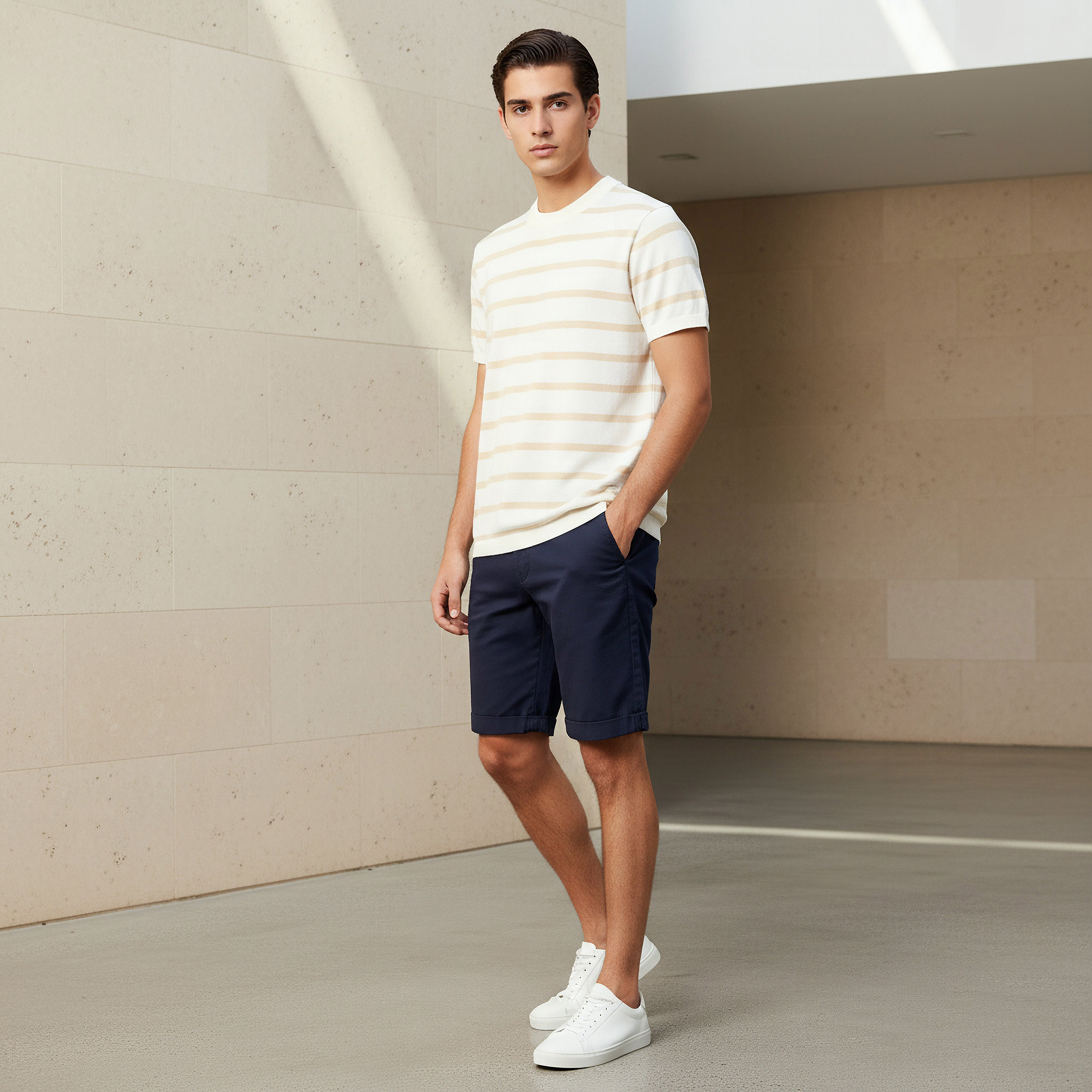 Men Regular Fit Crew Neck Short Sleeves Striped T-shirt-men-clothing-tshirtsandpolos-tshirts-image-2
