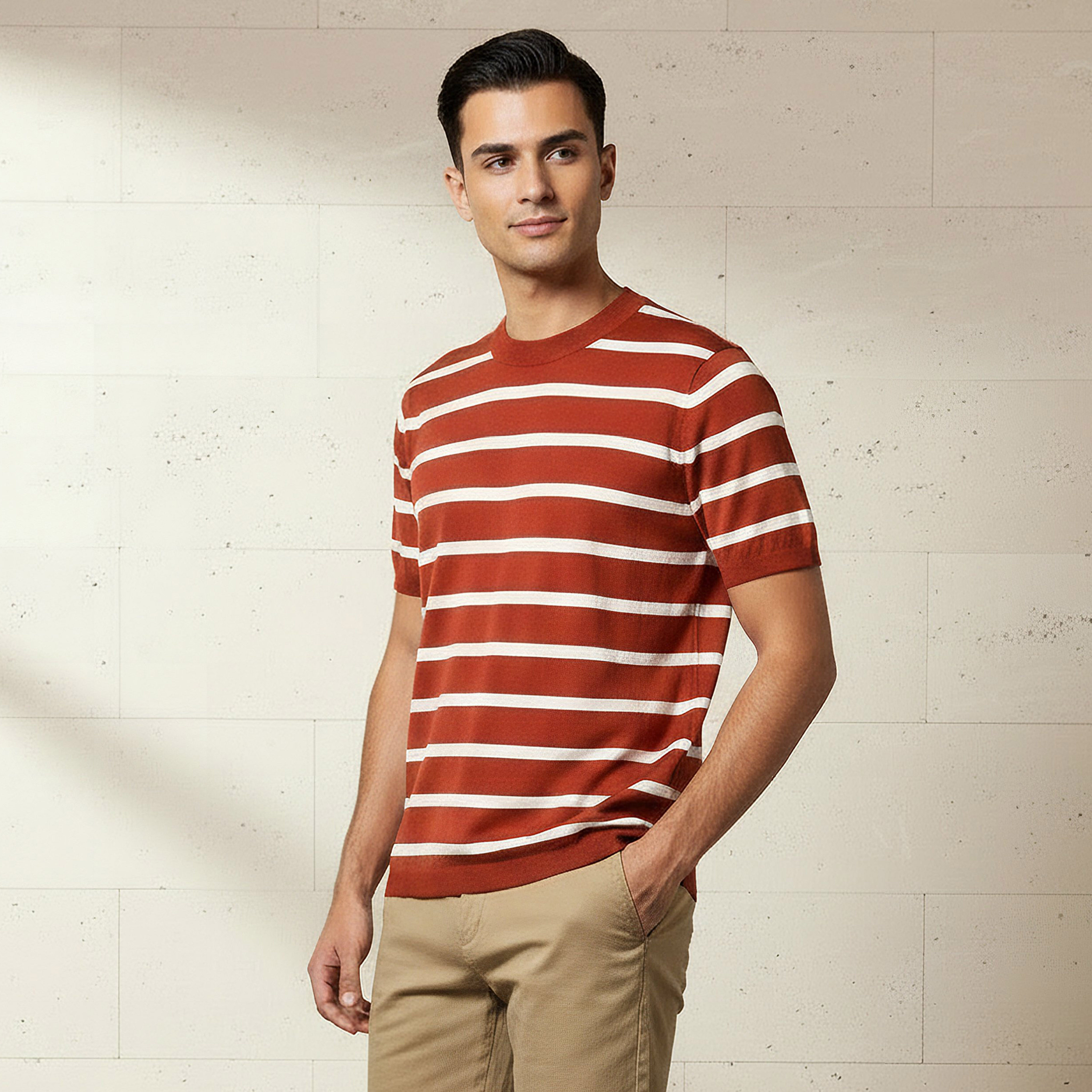 Men Regular Fit Crew Neck Short Sleeves Striped T-shirt-men-clothing-tshirtsandpolos-tshirts-image-1