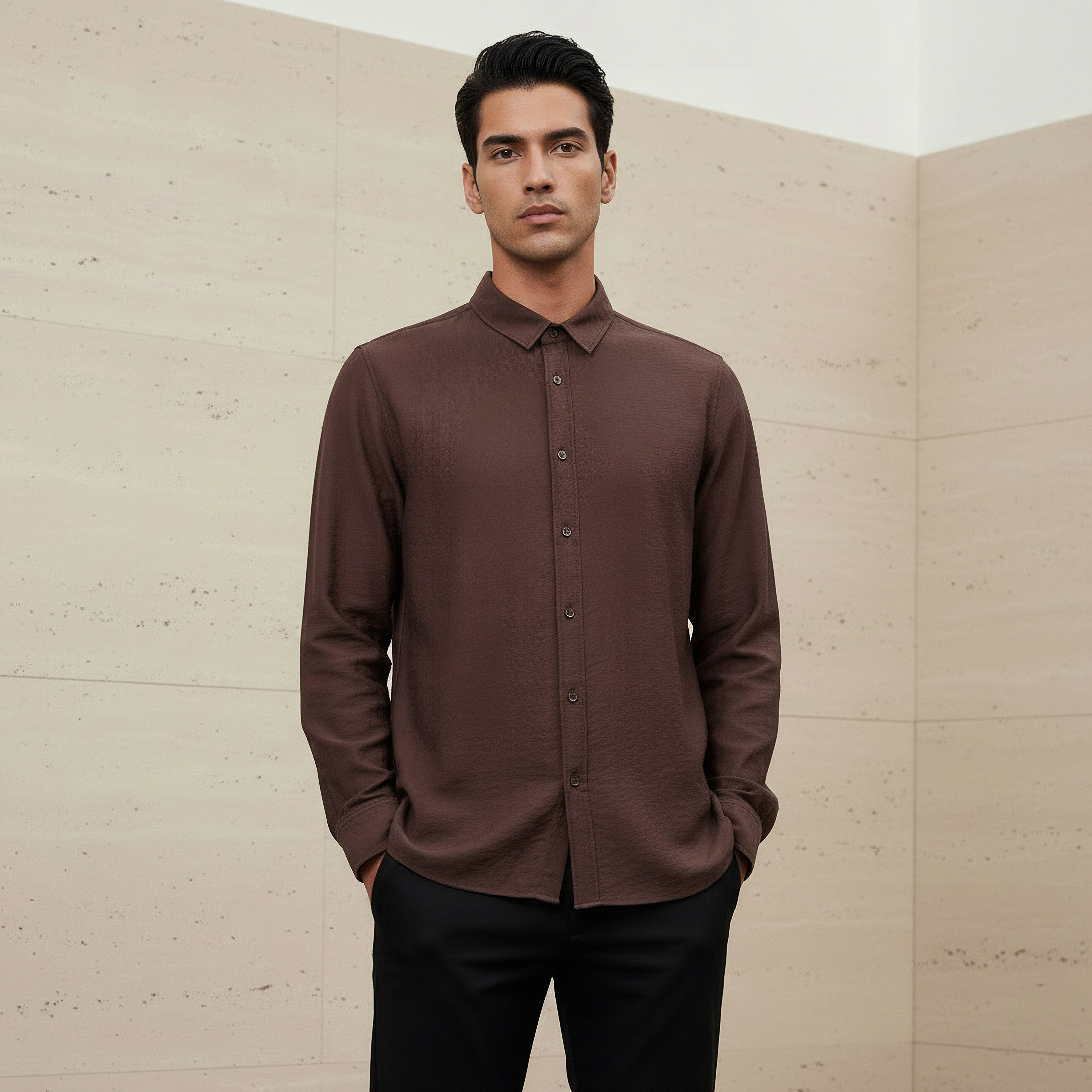قميص بقصة عادية وياقة وأكمام طويلة للرجال-men-clothing-shirts-image-1