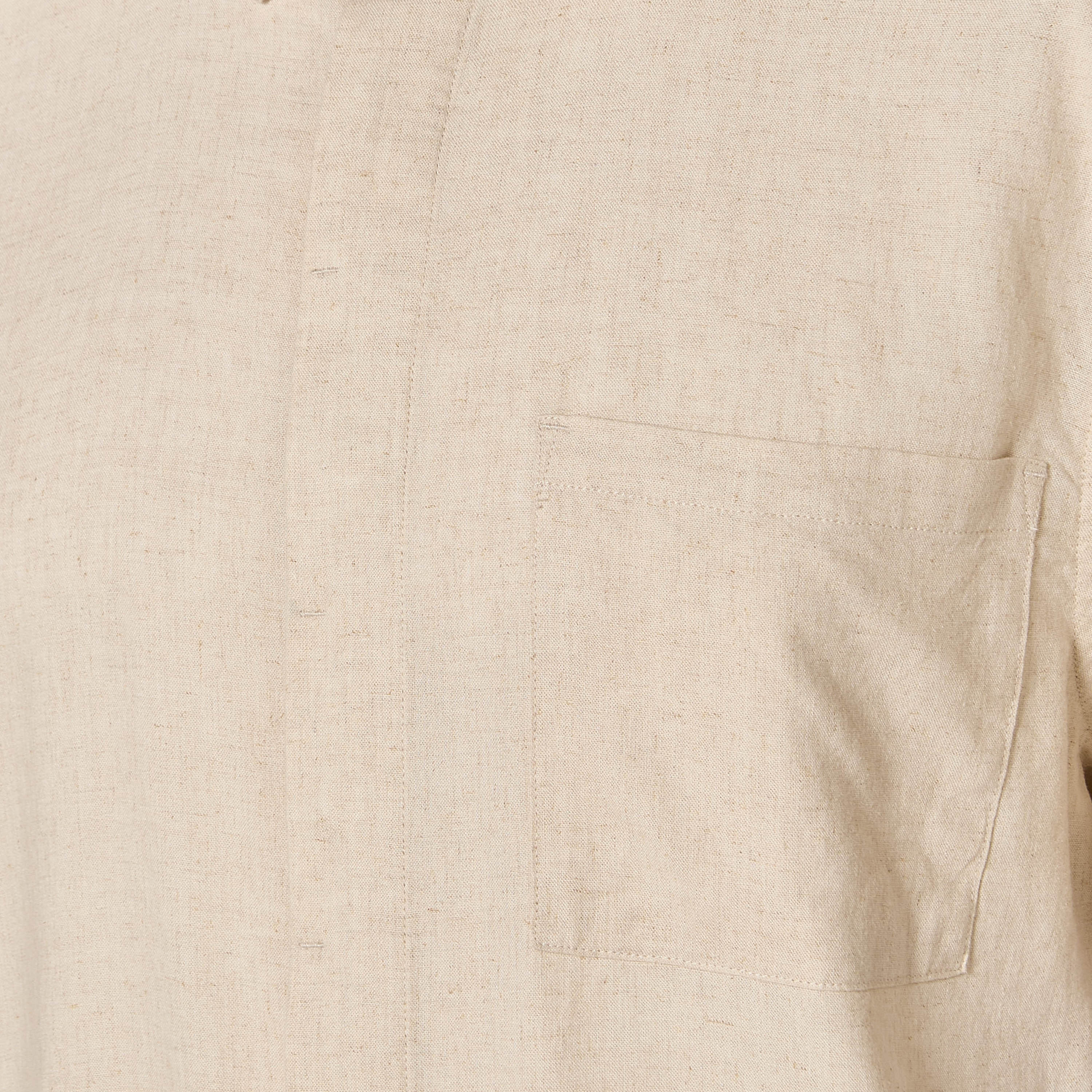 قميص من مزيج الكتان بقصّة عادية وياقة عادية للرجال-men-clothing-shirts-image-2