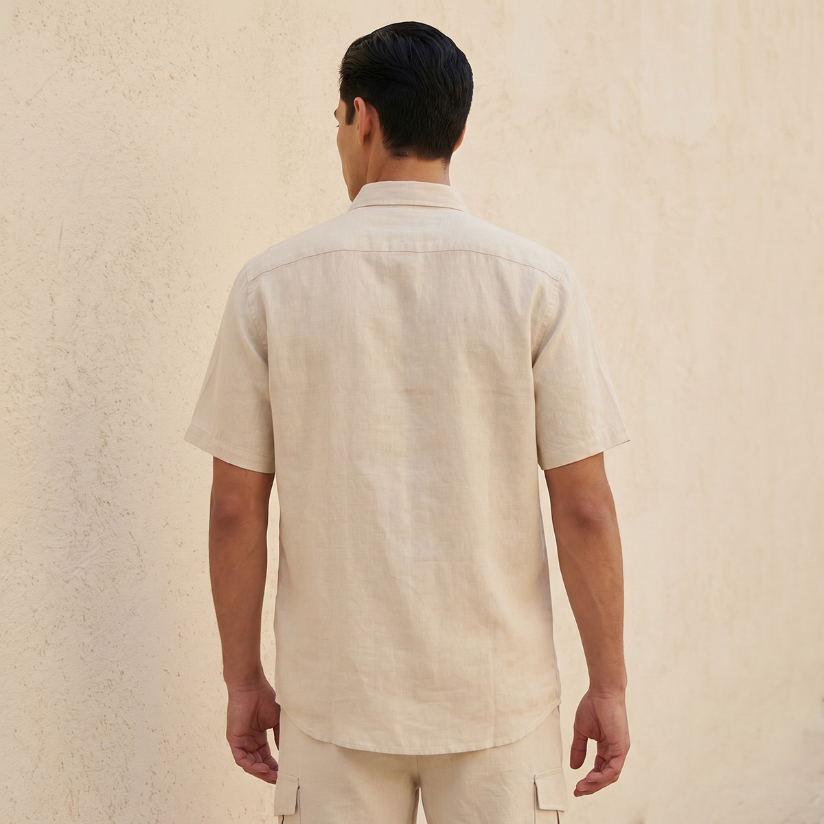 Men Regular Fit Collared Linen Blend Shirt-men-clothing-shirts-image-4