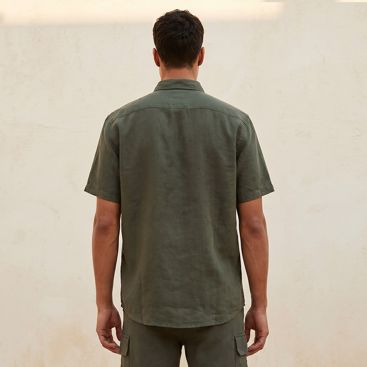 Men Regular Fit Collared Linen Blend Shirt-men-clothing-shirts-image-4