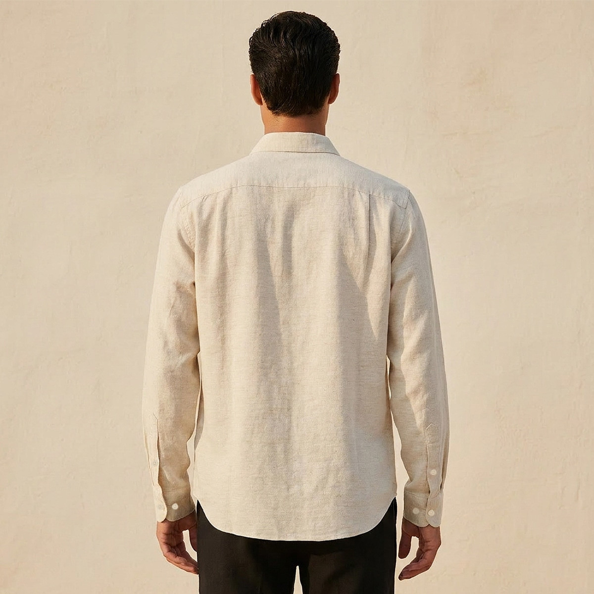 Splash Basic Regular Fit Collared Textured Long Sleeves Linen Blend Shirt-men-clothing-shirts-image-4
