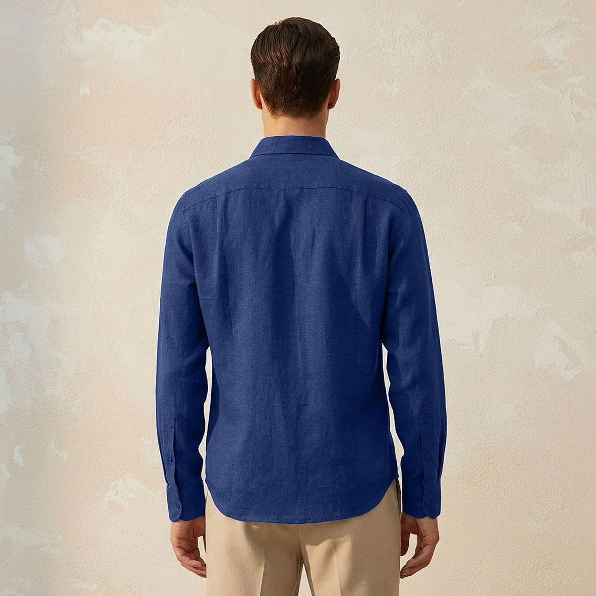 Splash Basic Regular Fit Collared Textured Long Sleeves Linen Blend Shirt-men-clothing-shirts-image-4